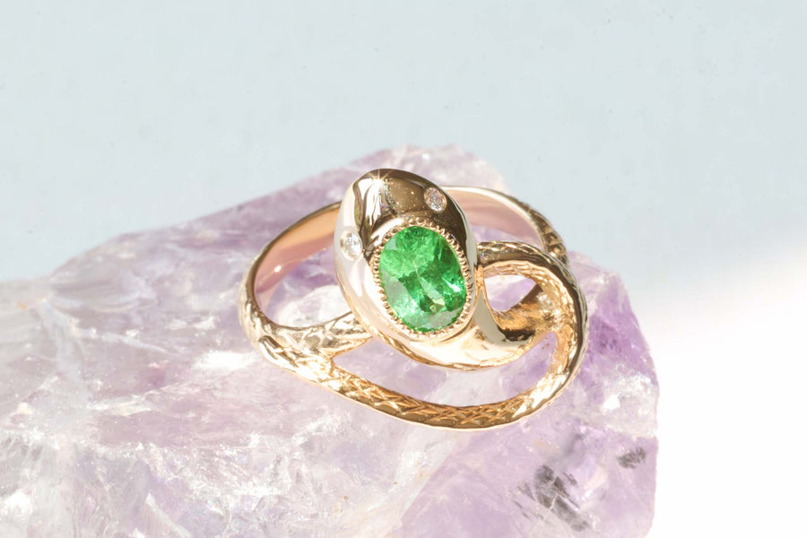Serpentes Ring / Tsavorite and Diamonds By Ides in rings Category