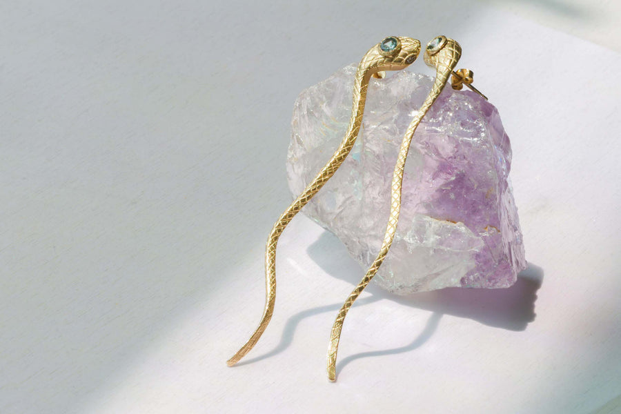 Ornata Ophidia Earrings / Green Sapphires By Ides in earrings Category