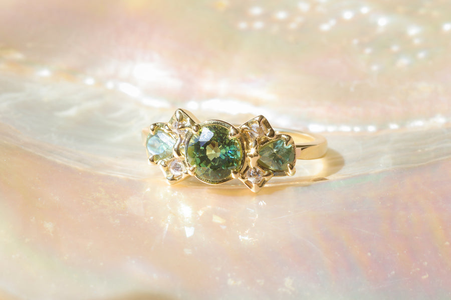 Dew 32 / Green Sapphire Ring By Hiroyo in ENGAGEMENT Category