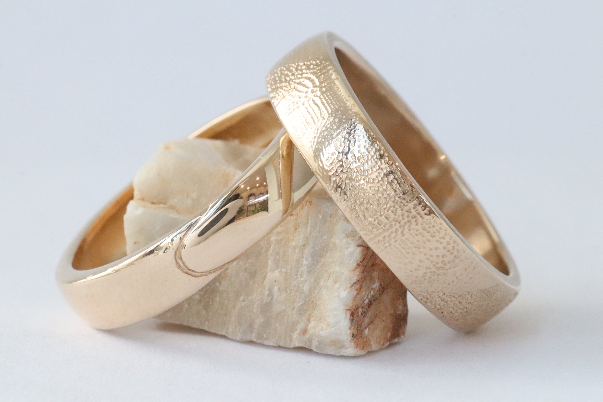 Lifestyle shot of All That Glitters Band / 5mm in 14k yellow gold with Sparkling Crescent Band by Young Sun Song