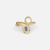 Front view of Ornata Ophidia Ruby Collar Ring / Blue Sapphire by Ides