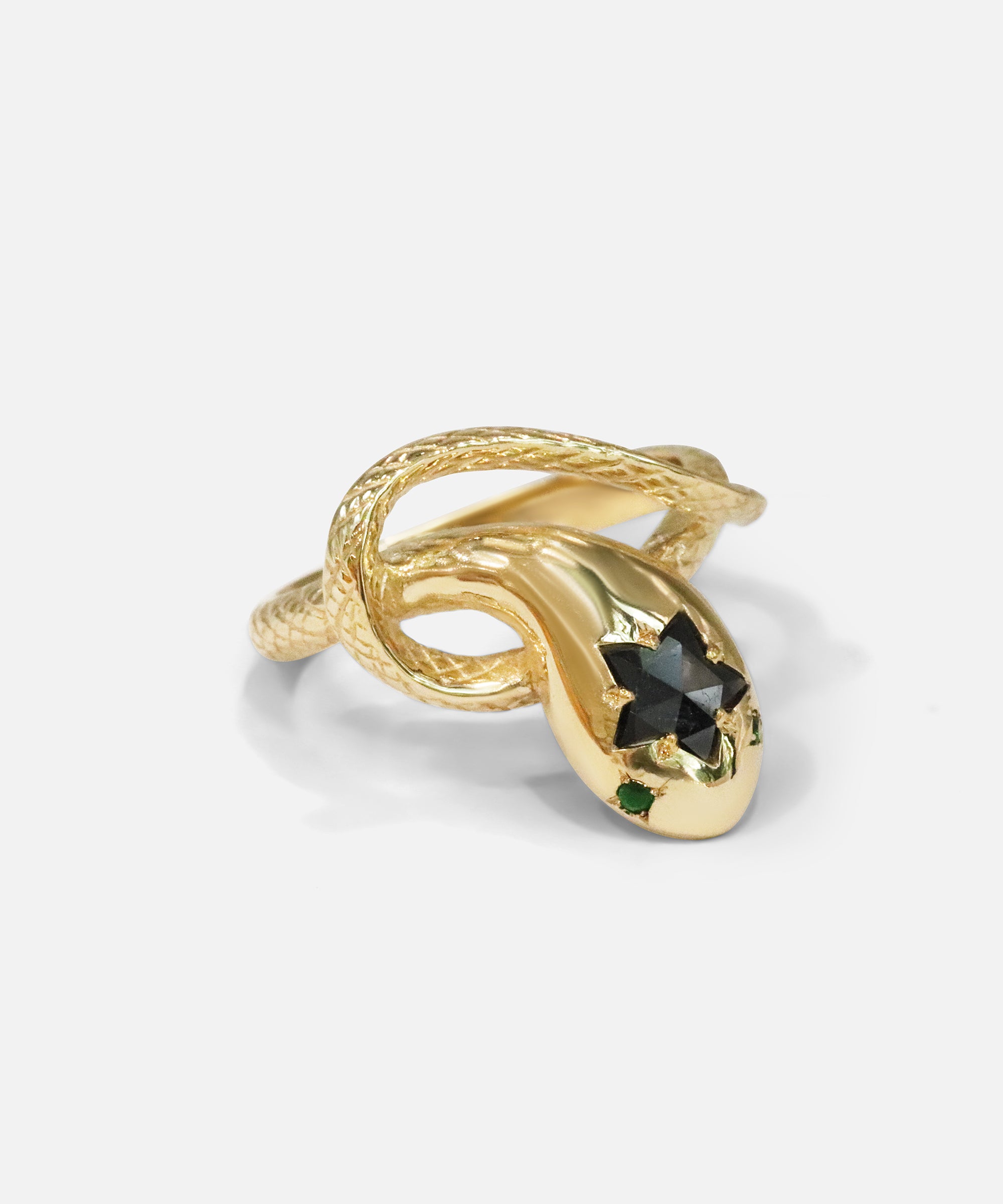 Side view of Black Star Rose Ophidia Ring