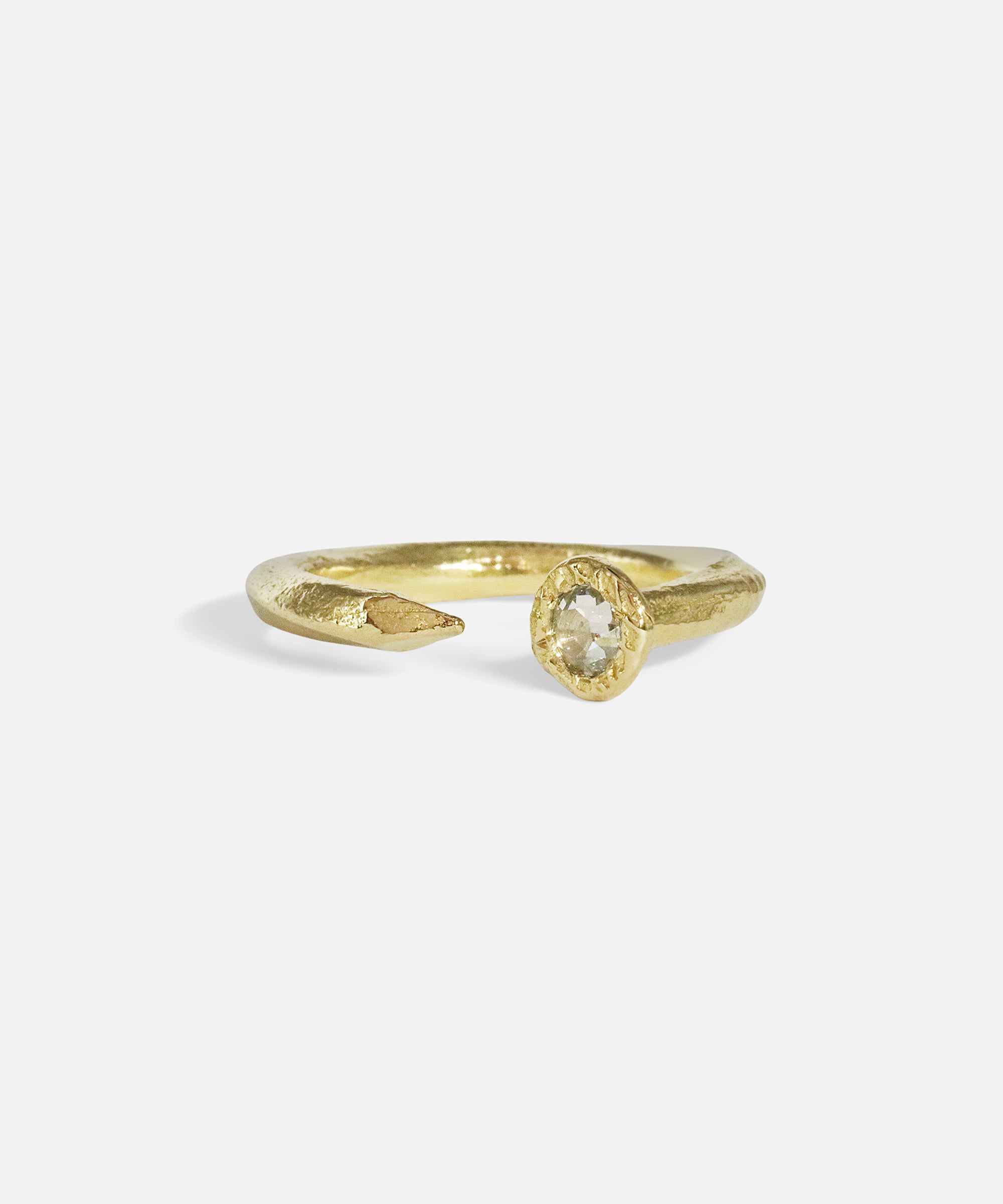 Front view of Diamond Twisted Nail Ring in 14k yellow gold by Ides