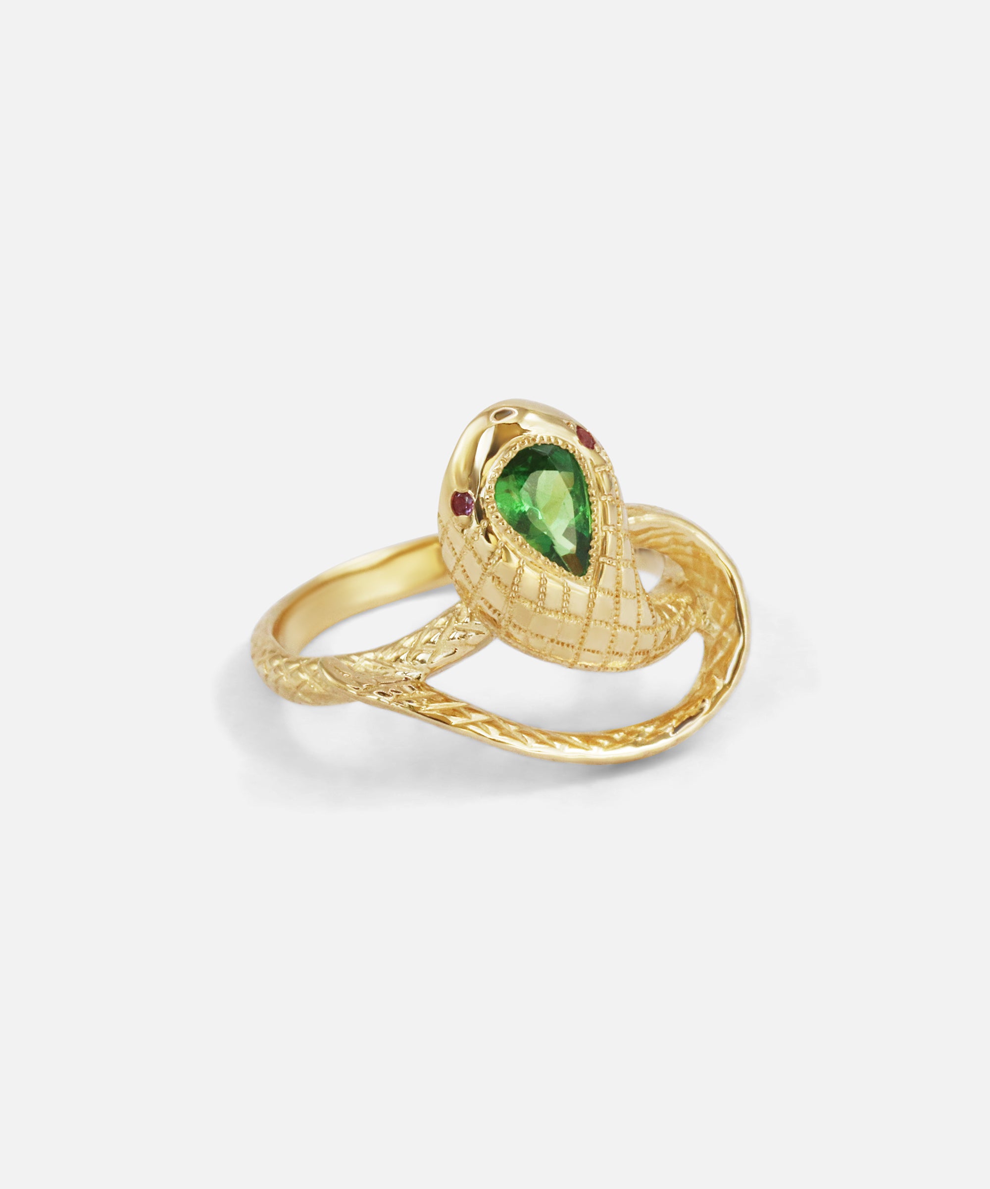Ornata Ophidia Pear Ring / Tsavorite By Ides