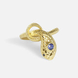 Side view of Ornata Ophidia Mini Stacking Ring / Blue Sapphire by Ides
