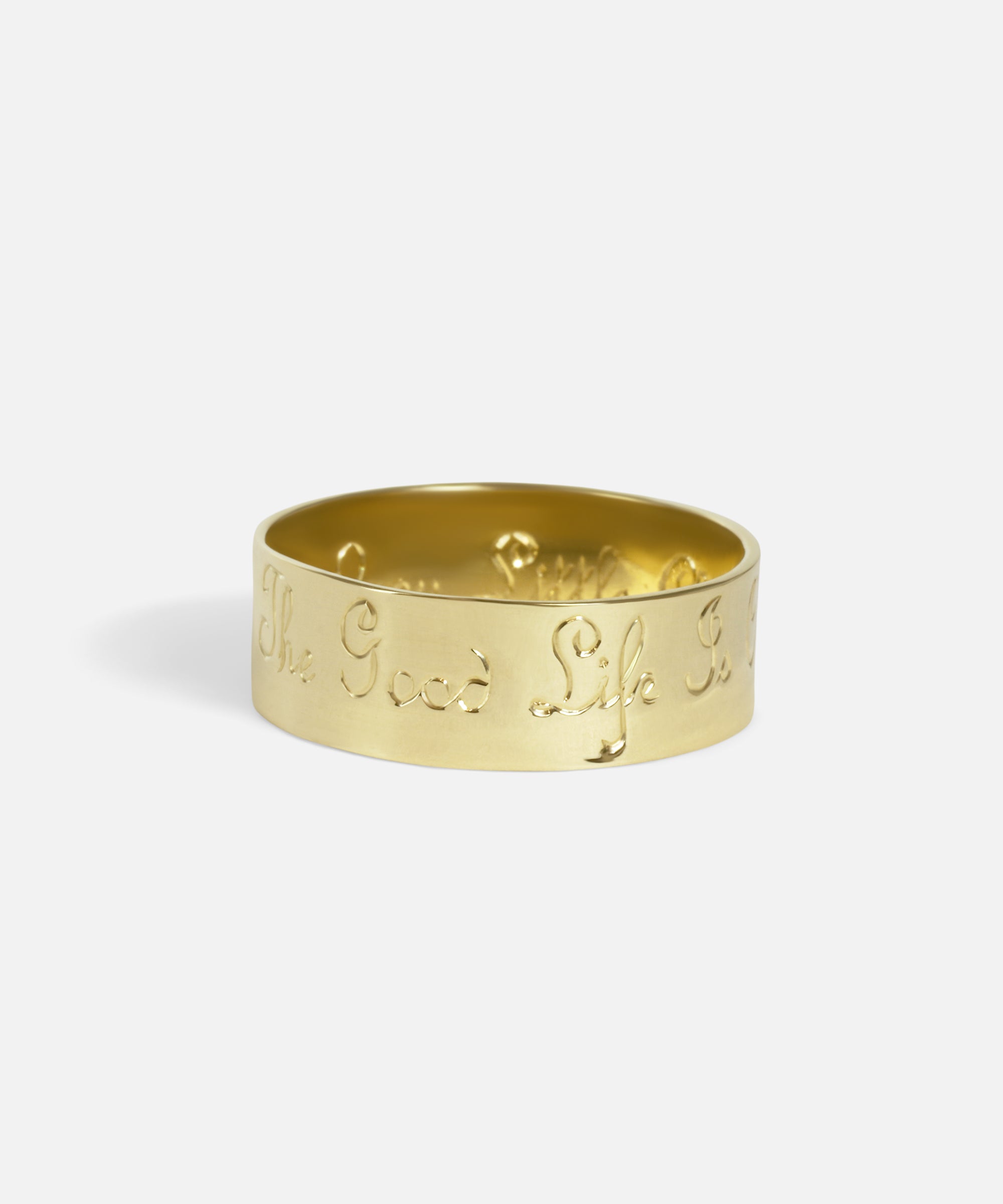 Front view of Poesie-on-the-Outside Wedding Band by Ides