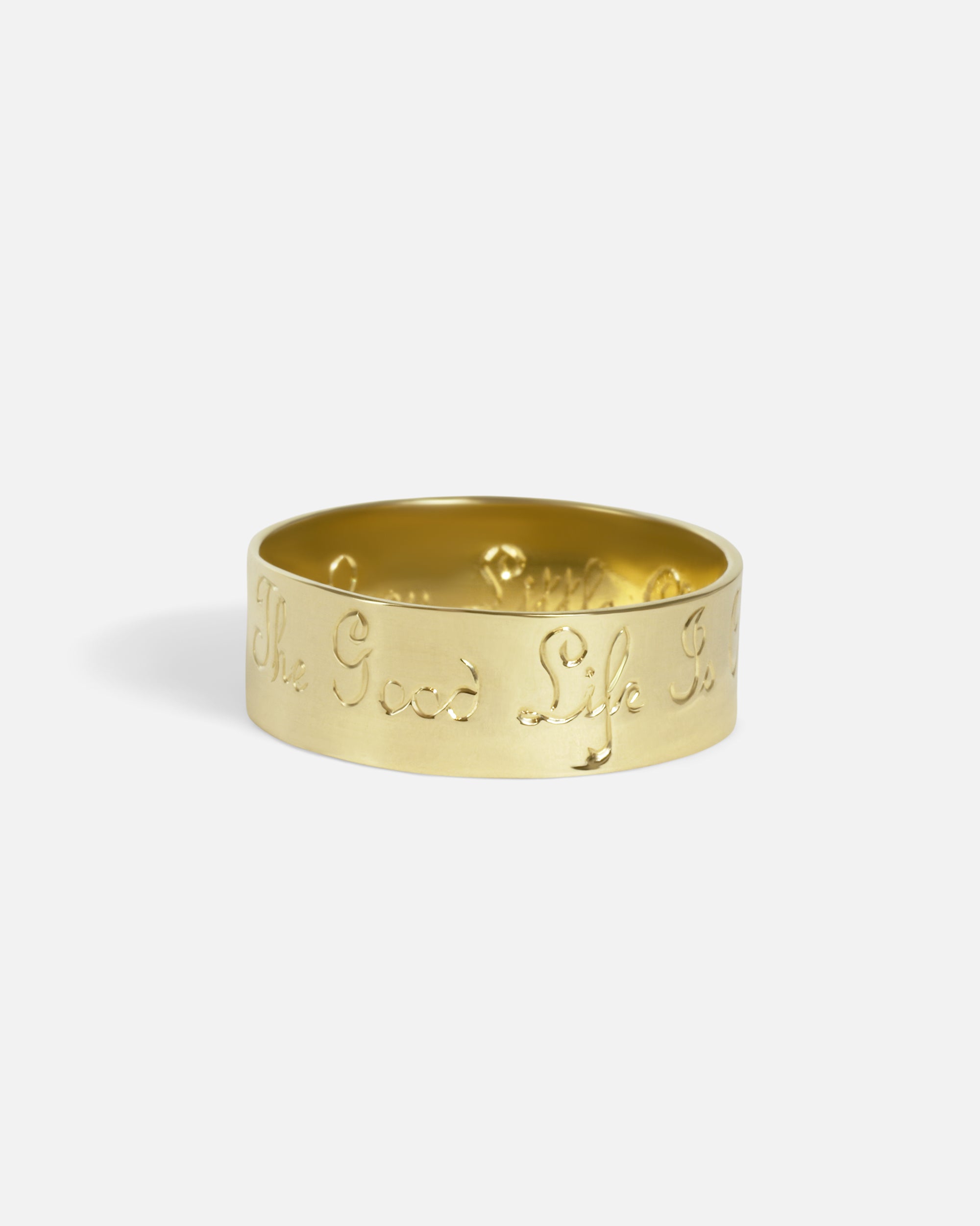 Front view of Poesie-on-the-Outside Wedding Band by Ides