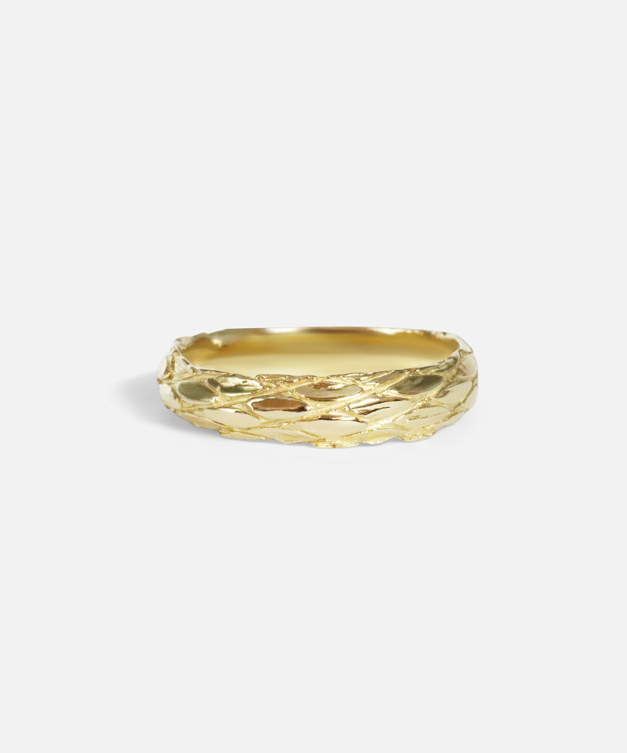 Front view of Scales Band in 14k yellow gold by Ides