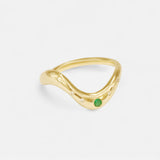 Angled view of Ripple Band / Emerald and Diamond by Joko