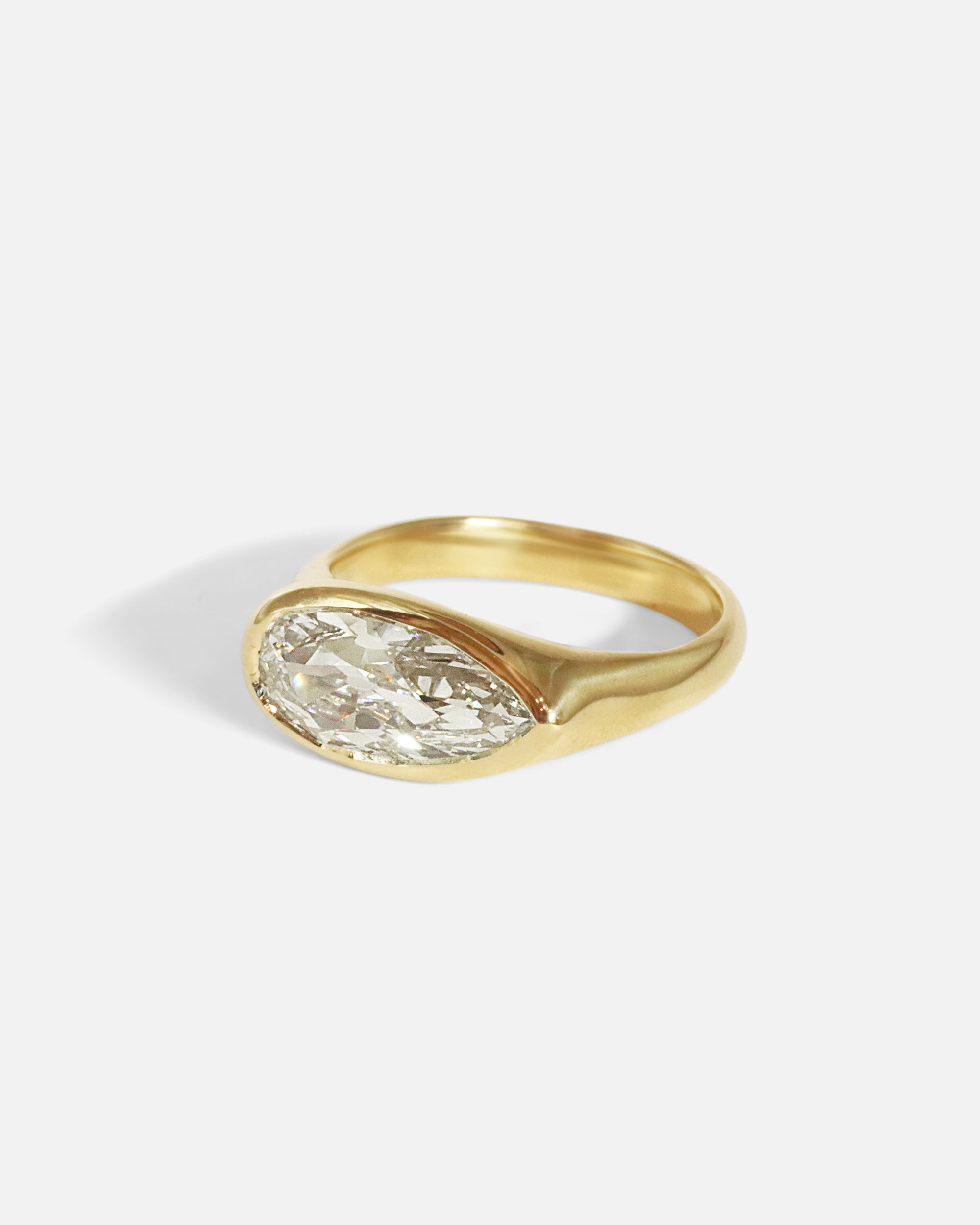 Alternative angled side view of Falling Star Ring / 2.31ct Pear Lab Diamond by Joko