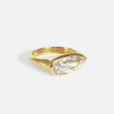 Angled side view of Falling Star Ring / 2.31ct Pear Lab Diamond by Joko