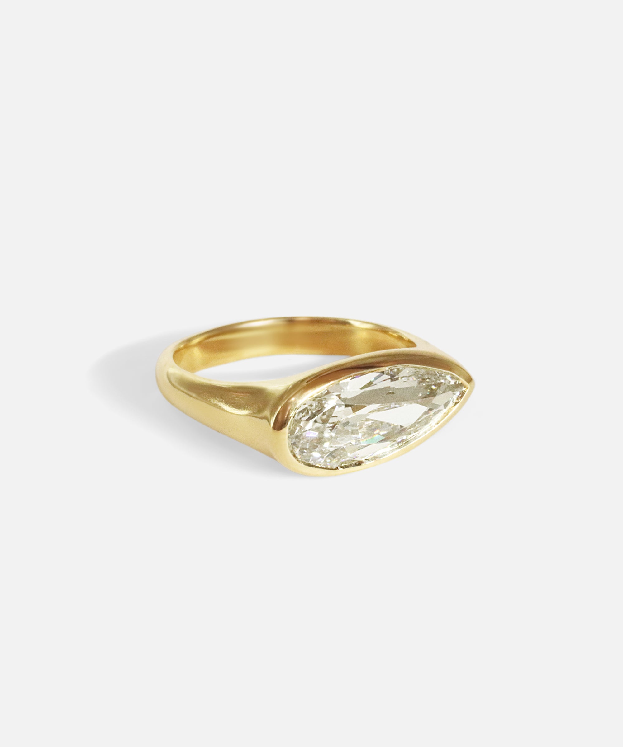 Angled side view of Falling Star Ring / 2.31ct Pear Lab Diamond by Joko