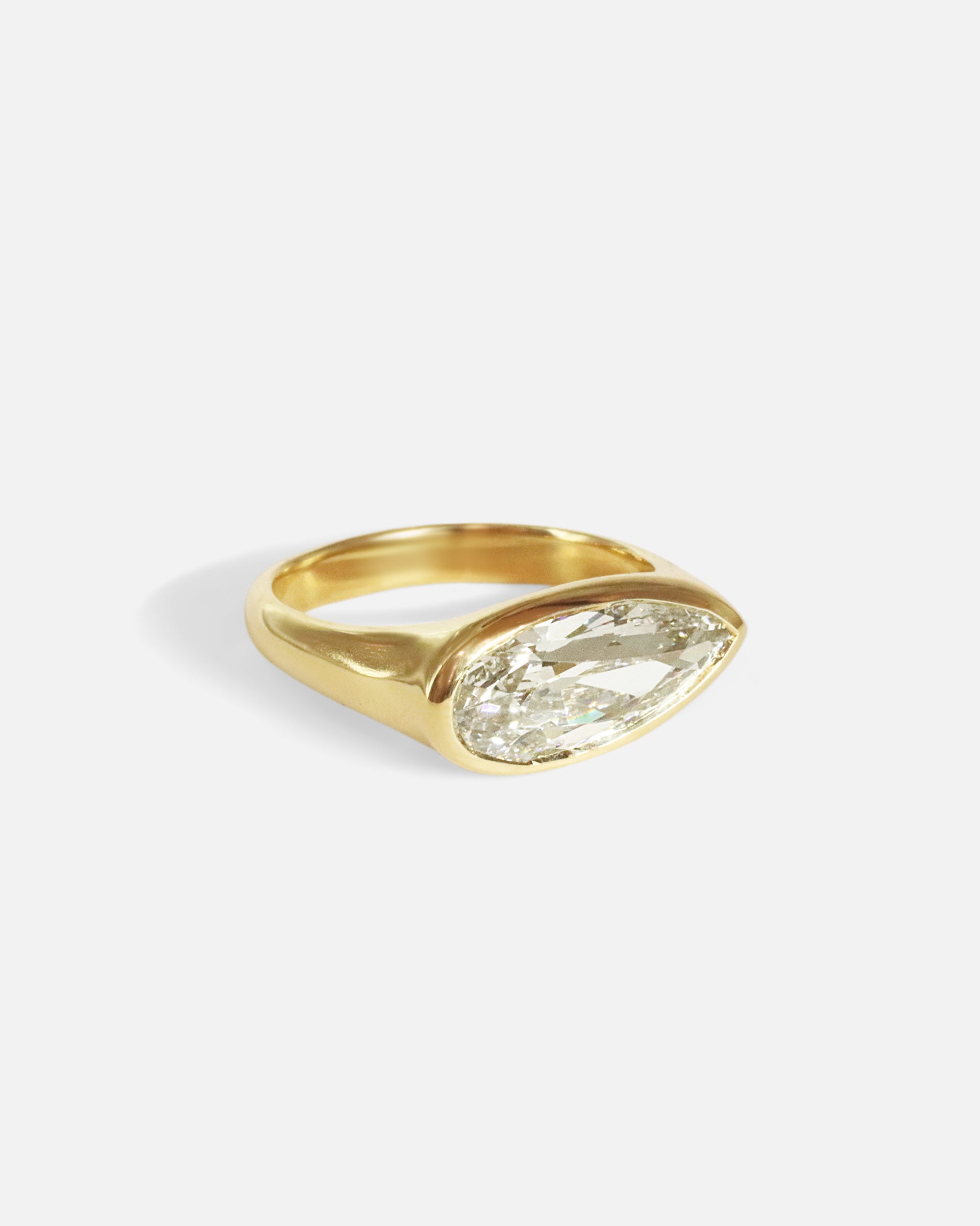 Angled side view of Falling Star Ring / 2.31ct Pear Lab Diamond by Joko