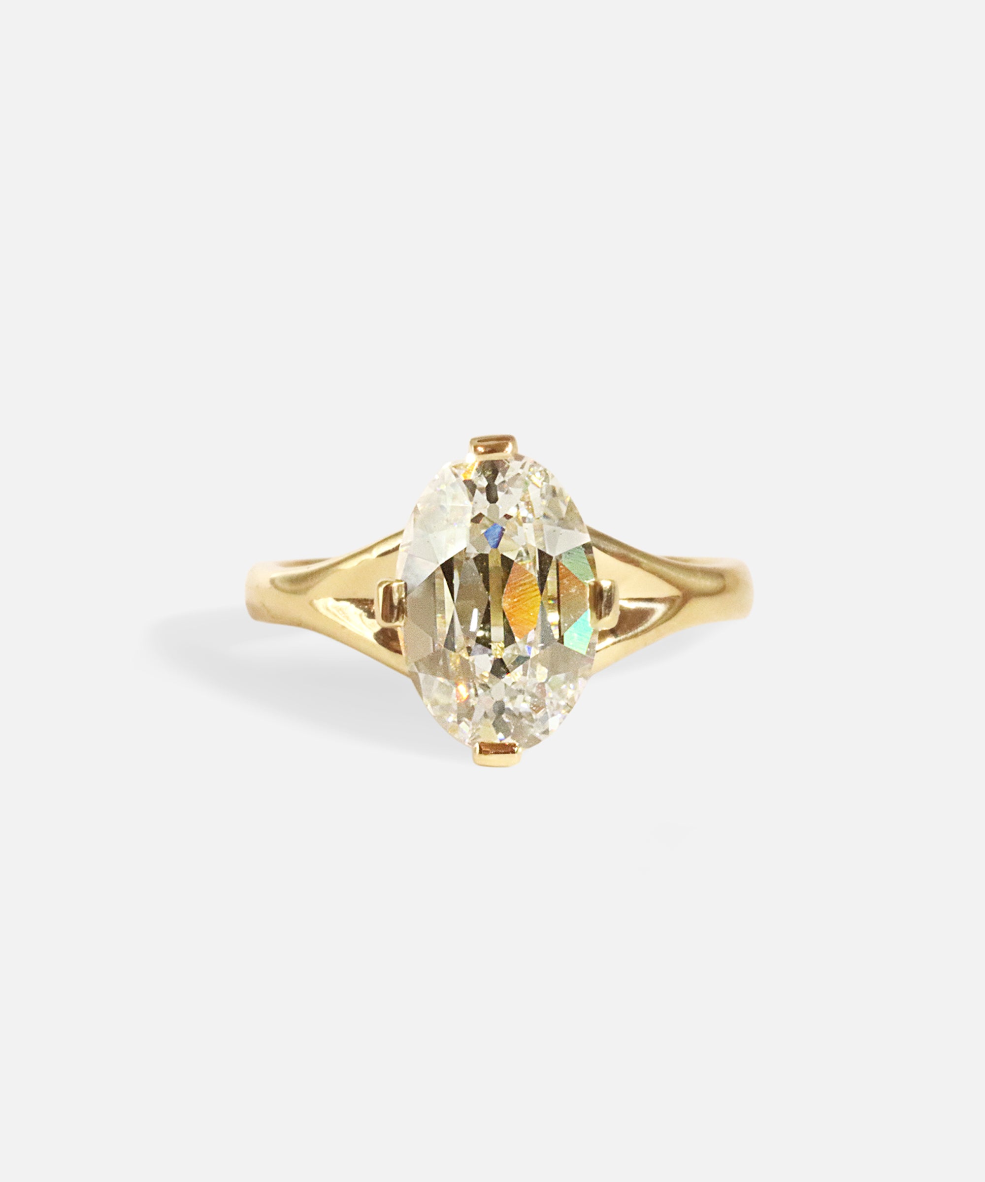 Front view of Kita Ring / 3.13ct Antique Cut Lab Oval Diamond by Joko