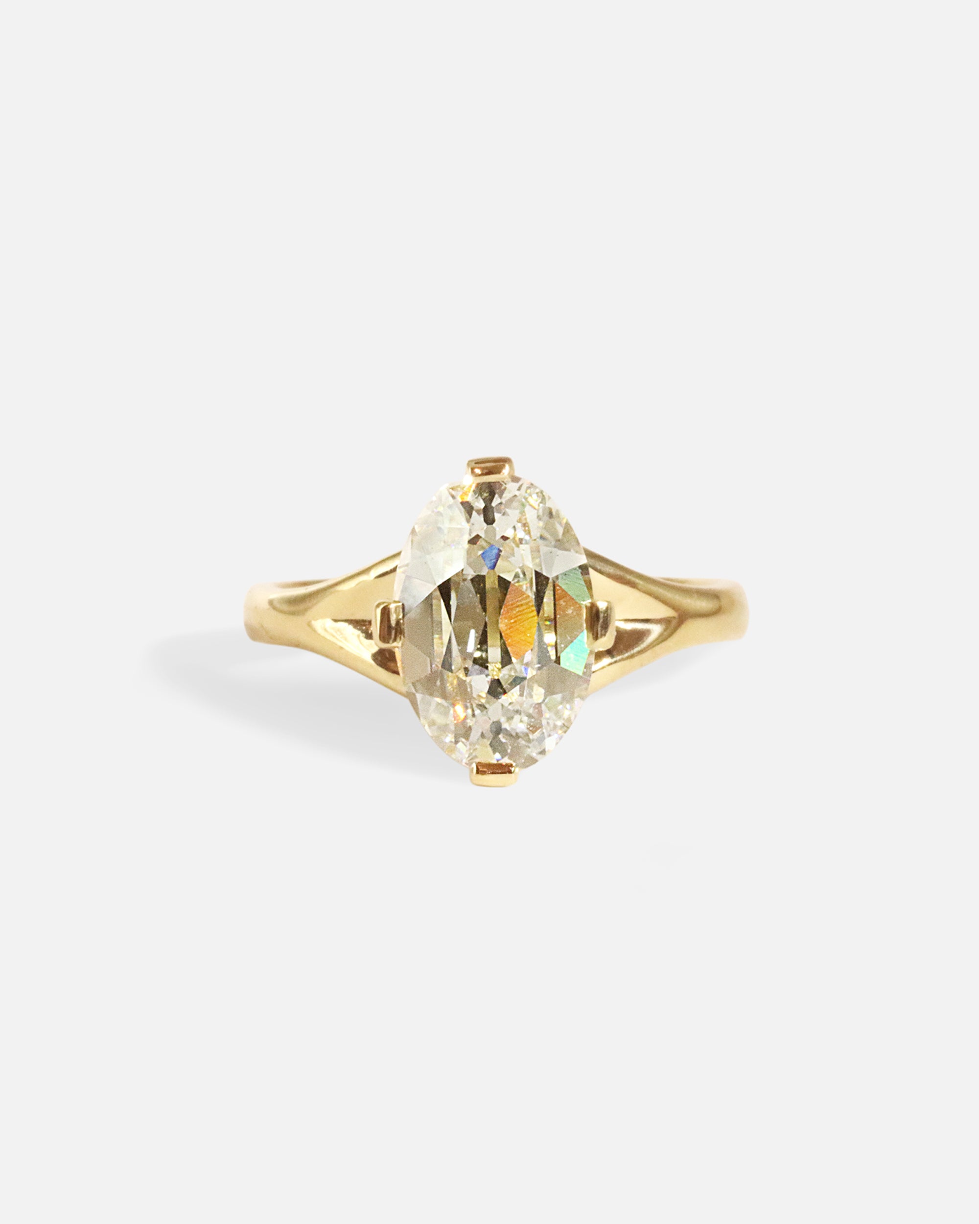 Front view of Kita Ring / 3.13ct Antique Cut Lab Oval Diamond by Joko