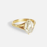 Angled side view of Kita Ring / 3.13ct Antique Cut Lab Oval Diamond by Joko