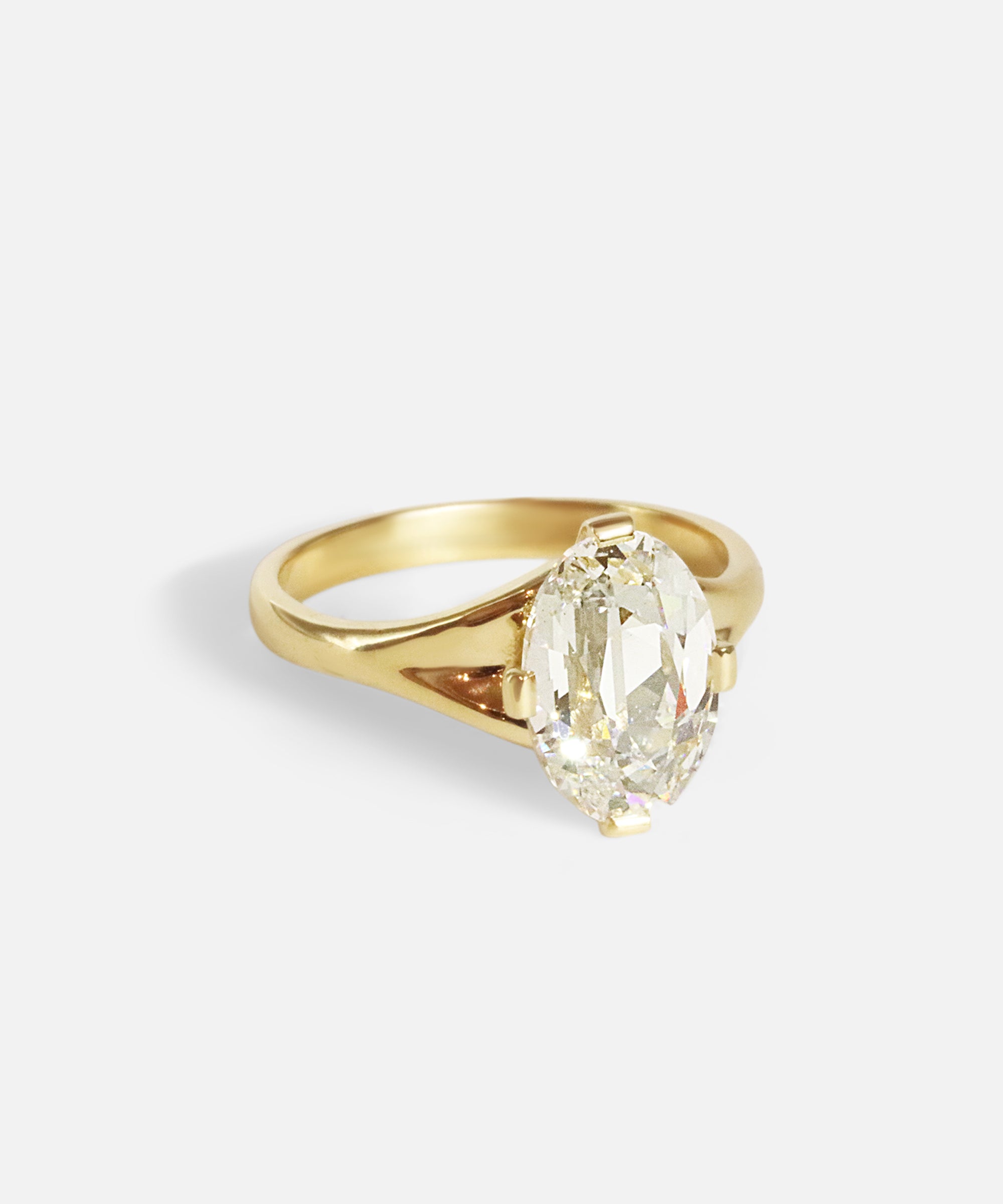 Angled side view of Kita Ring / 3.13ct Antique Cut Lab Oval Diamond by Joko