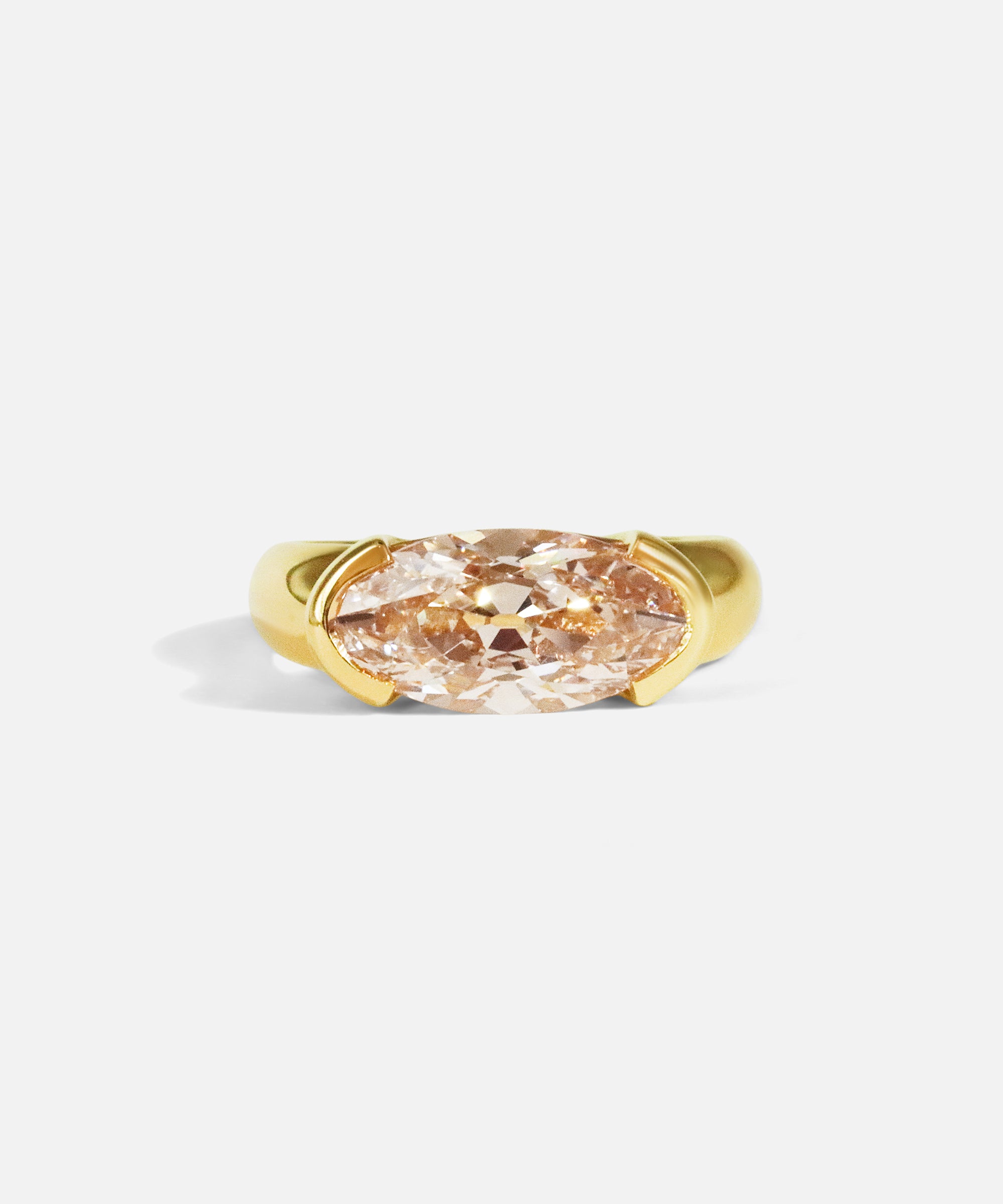 Front view of Chalice / Antique Cut Moval Champagne Diamond Ring by Joko