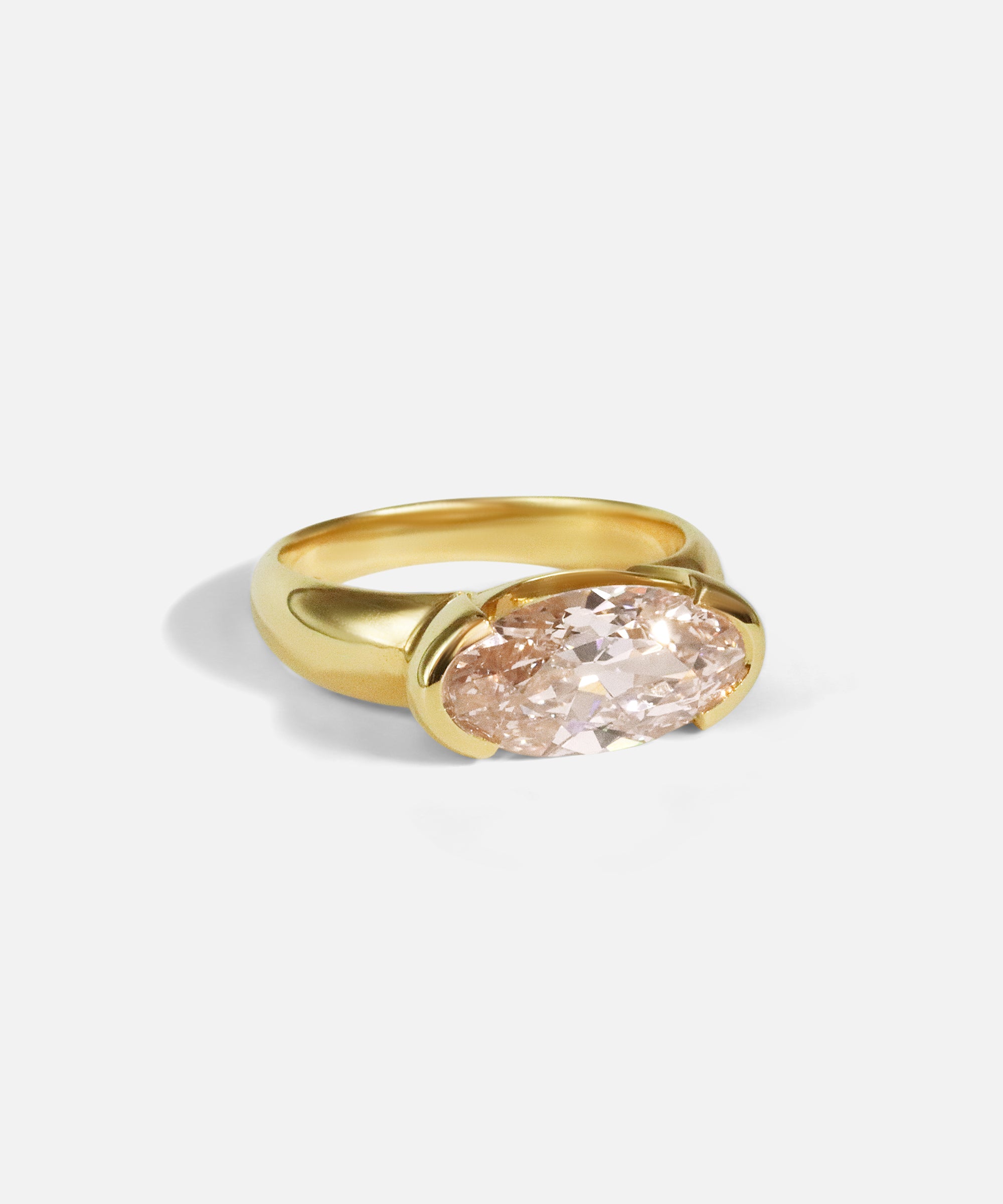 Side view of Chalice / Antique Cut Moval Champagne Diamond Ring by Joko