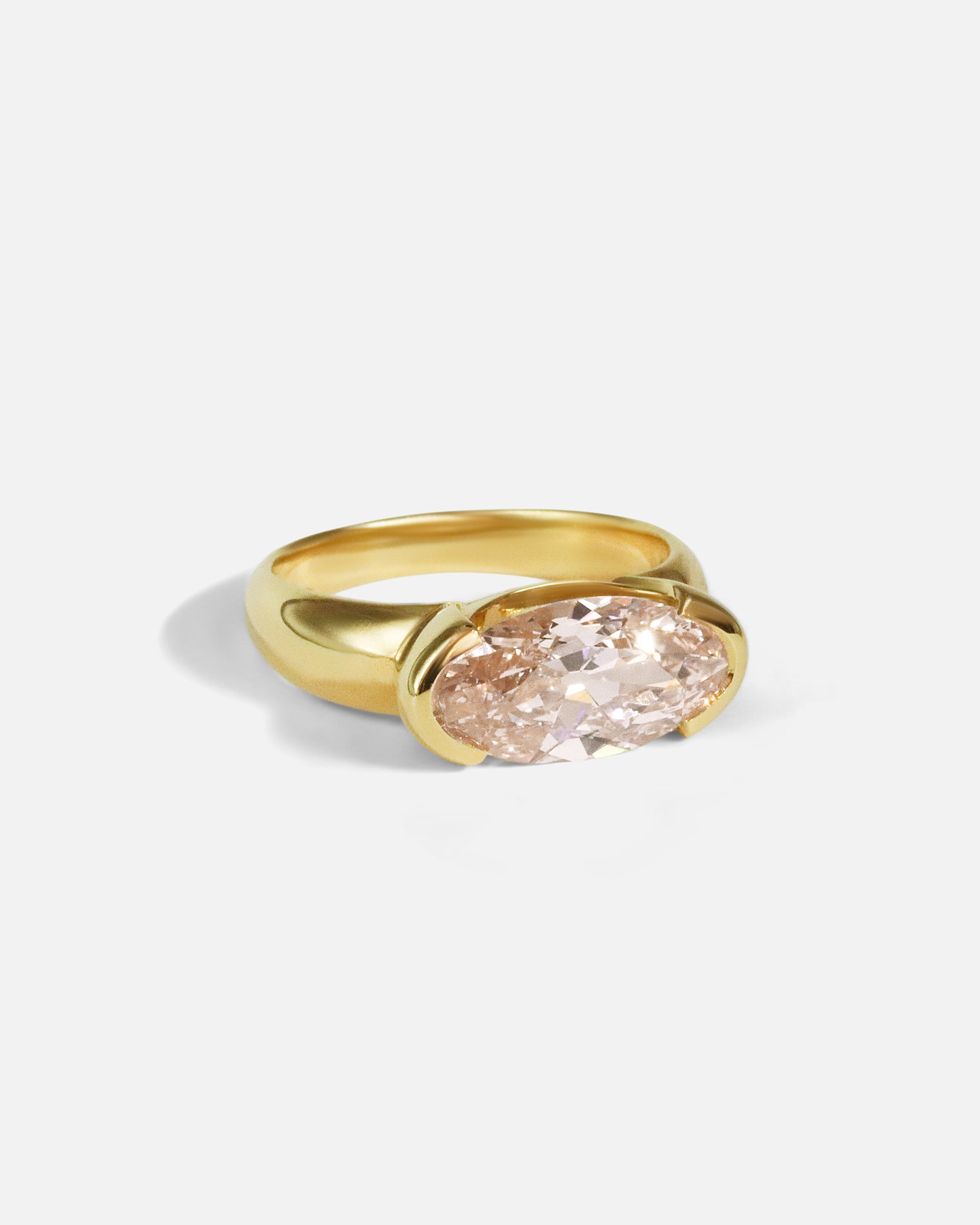 Side view of Chalice / Antique Cut Moval Champagne Diamond Ring by Joko