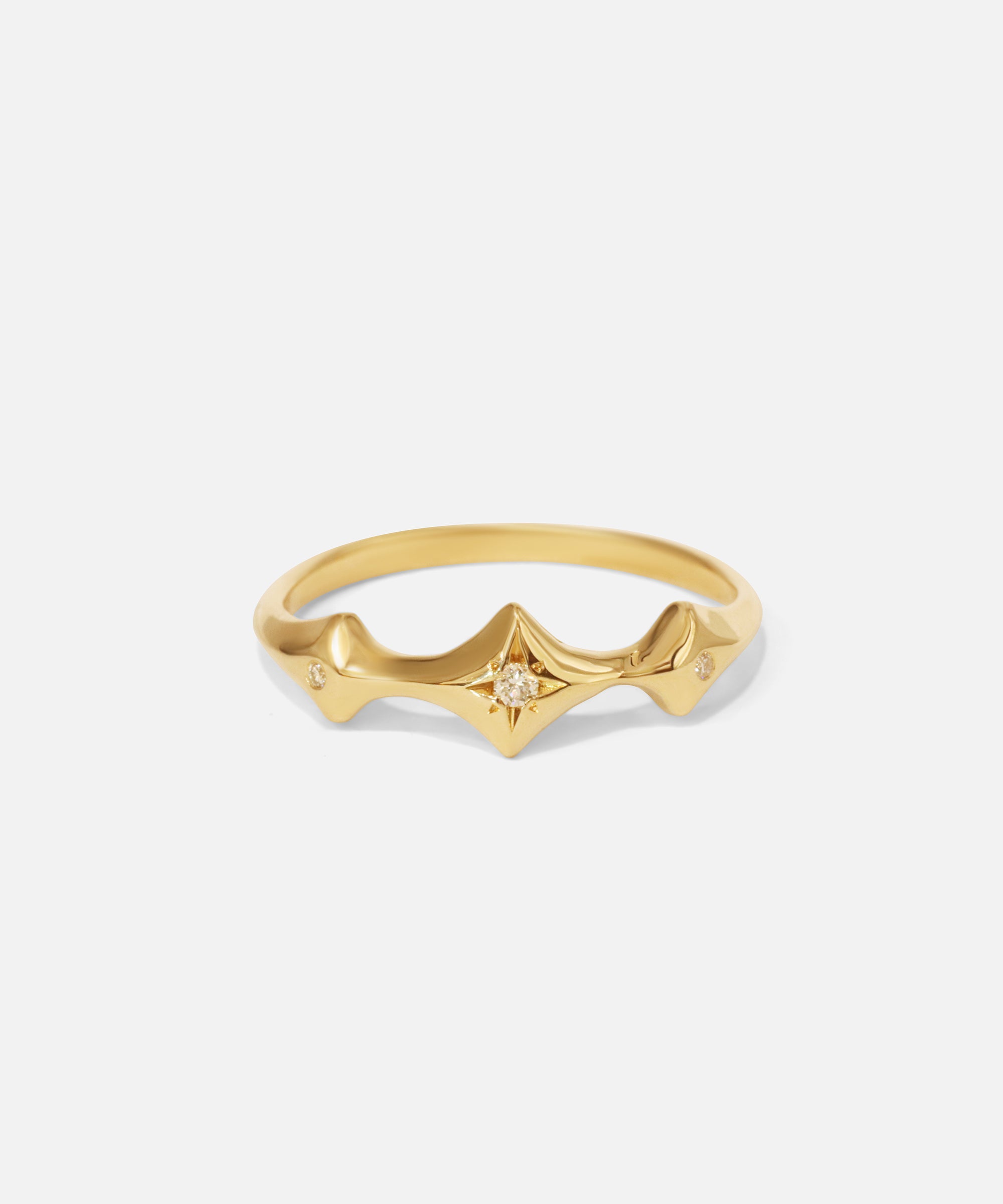 Front view of Triple Star Ring / White Diamond by Joko