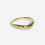 Side view of Wide Curve Band / Five Stone in 14k yellow gold by Joko