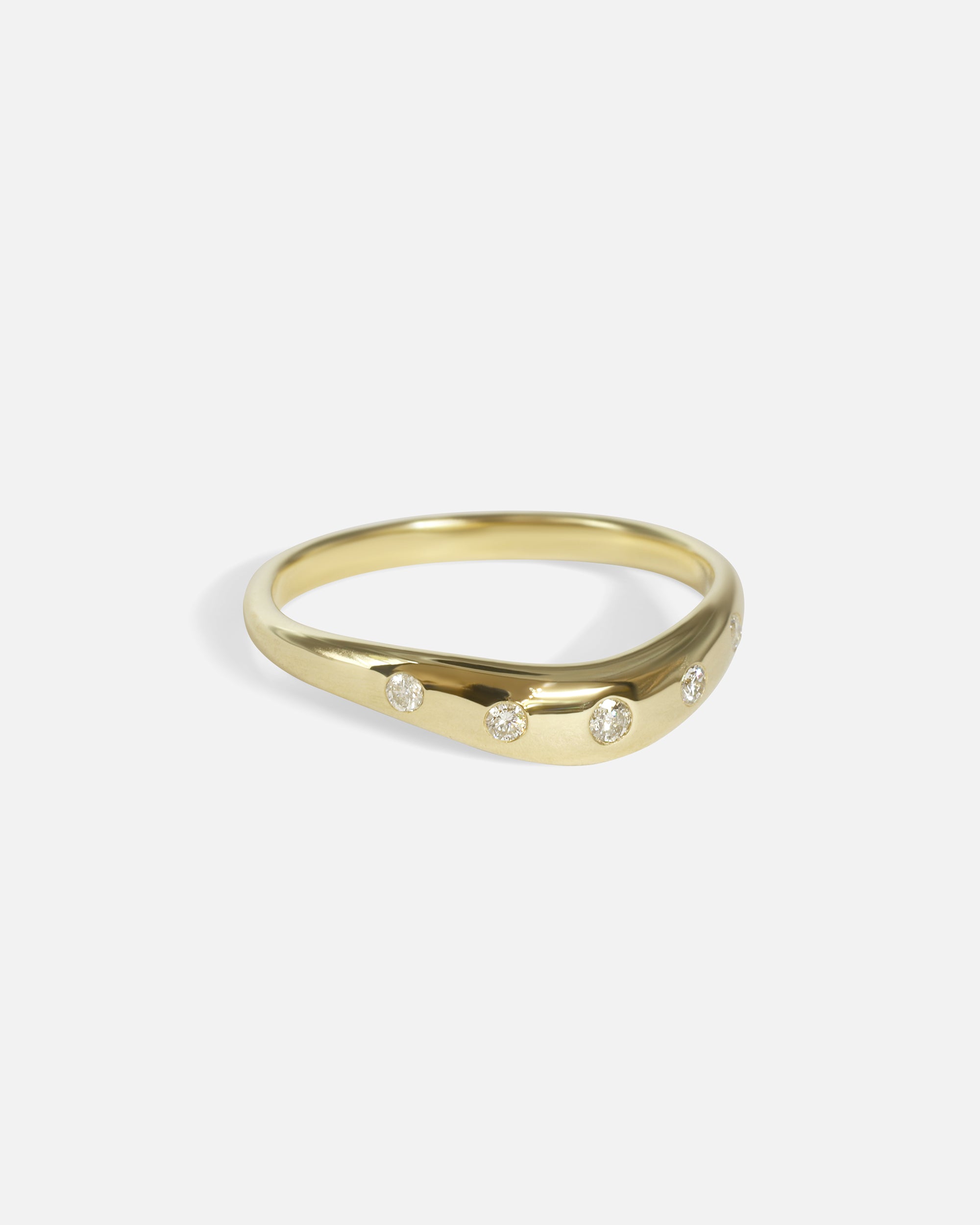 Side view of Wide Curve Band / Lab Five Stone in 14k yellow gold by Joko