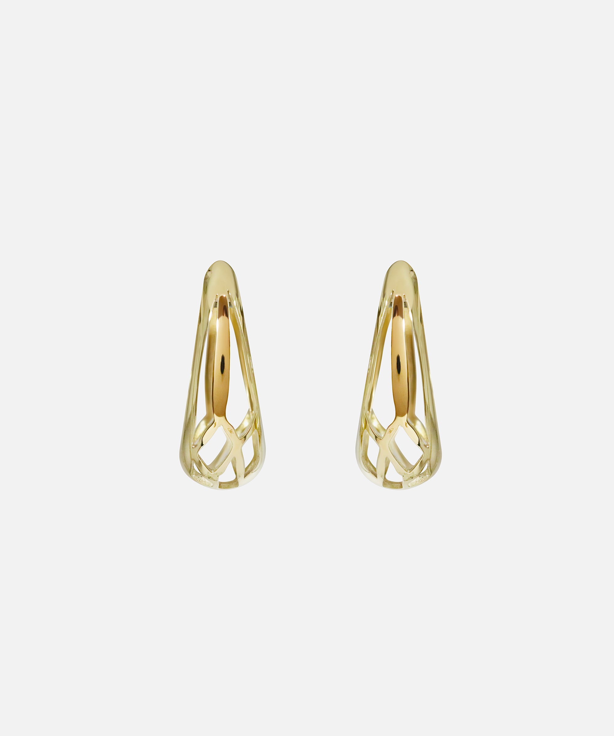 Front view of Cicada Hoops by Kestrel Dillon