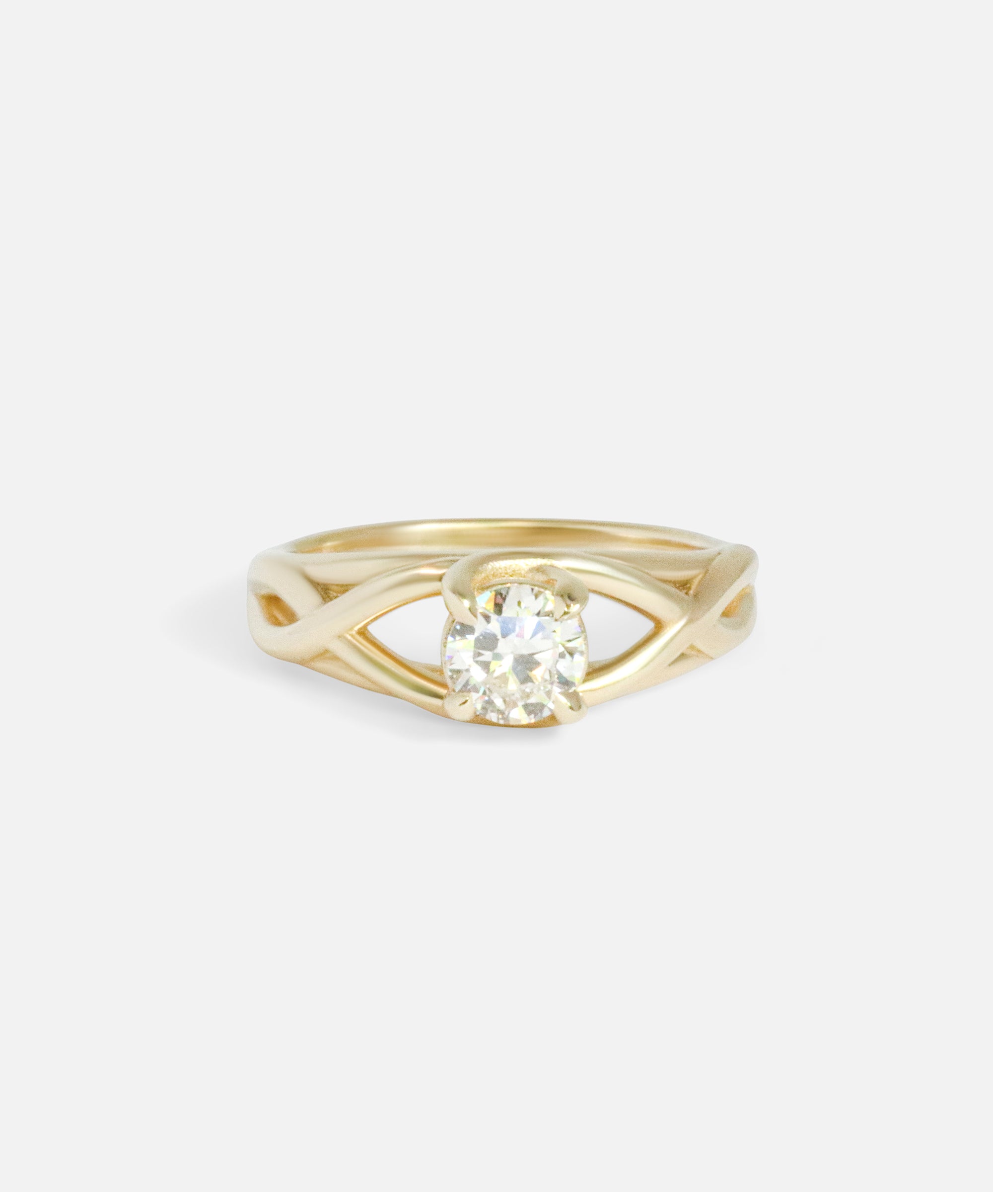 Front view of Twist Solitaire Ring by Kestrel Dillon