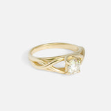 Angled side view of Twist Solitaire Ring by Kestrel Dillon