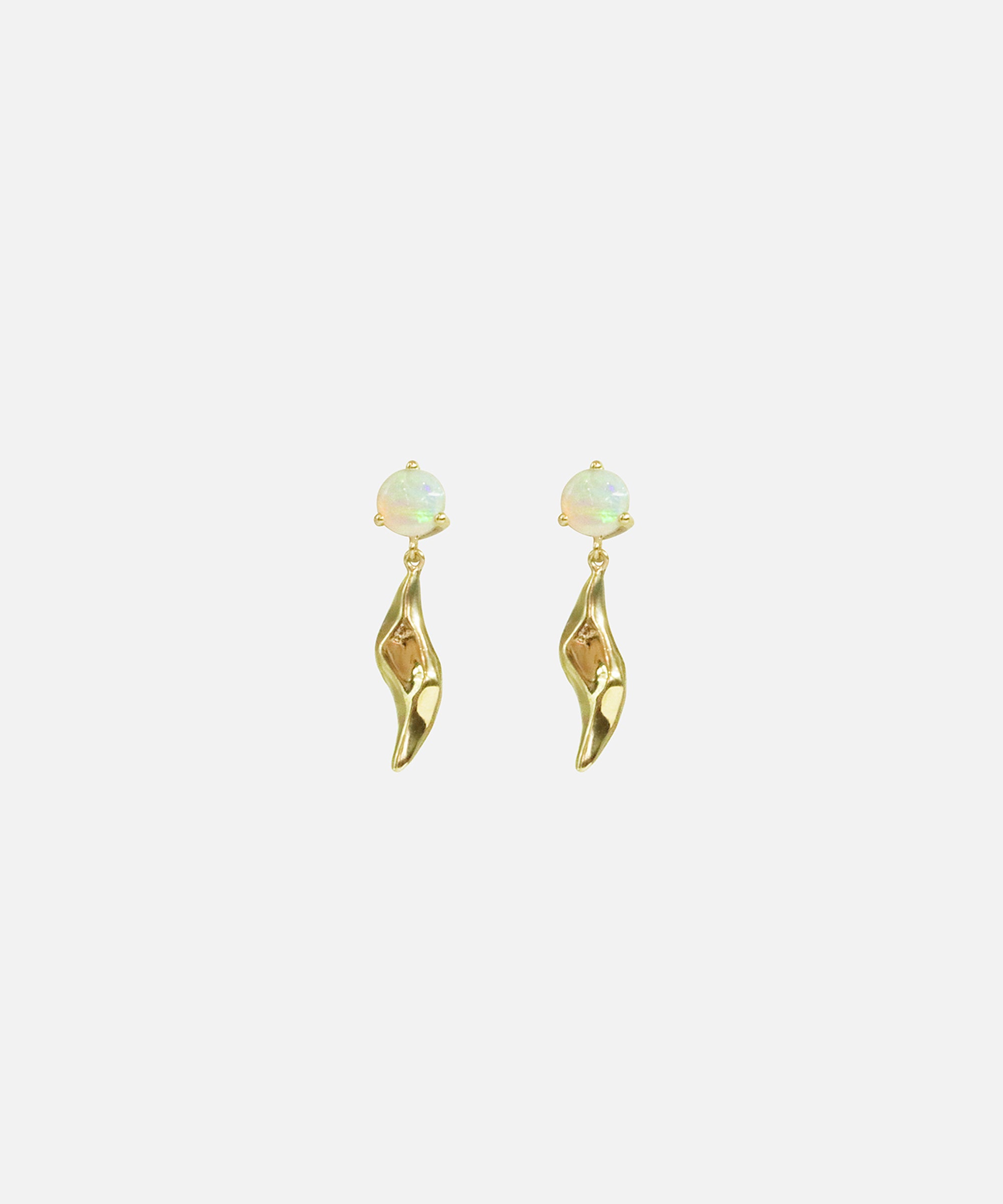 Front view of Wren Opal Earrings by Kestrel Dillon