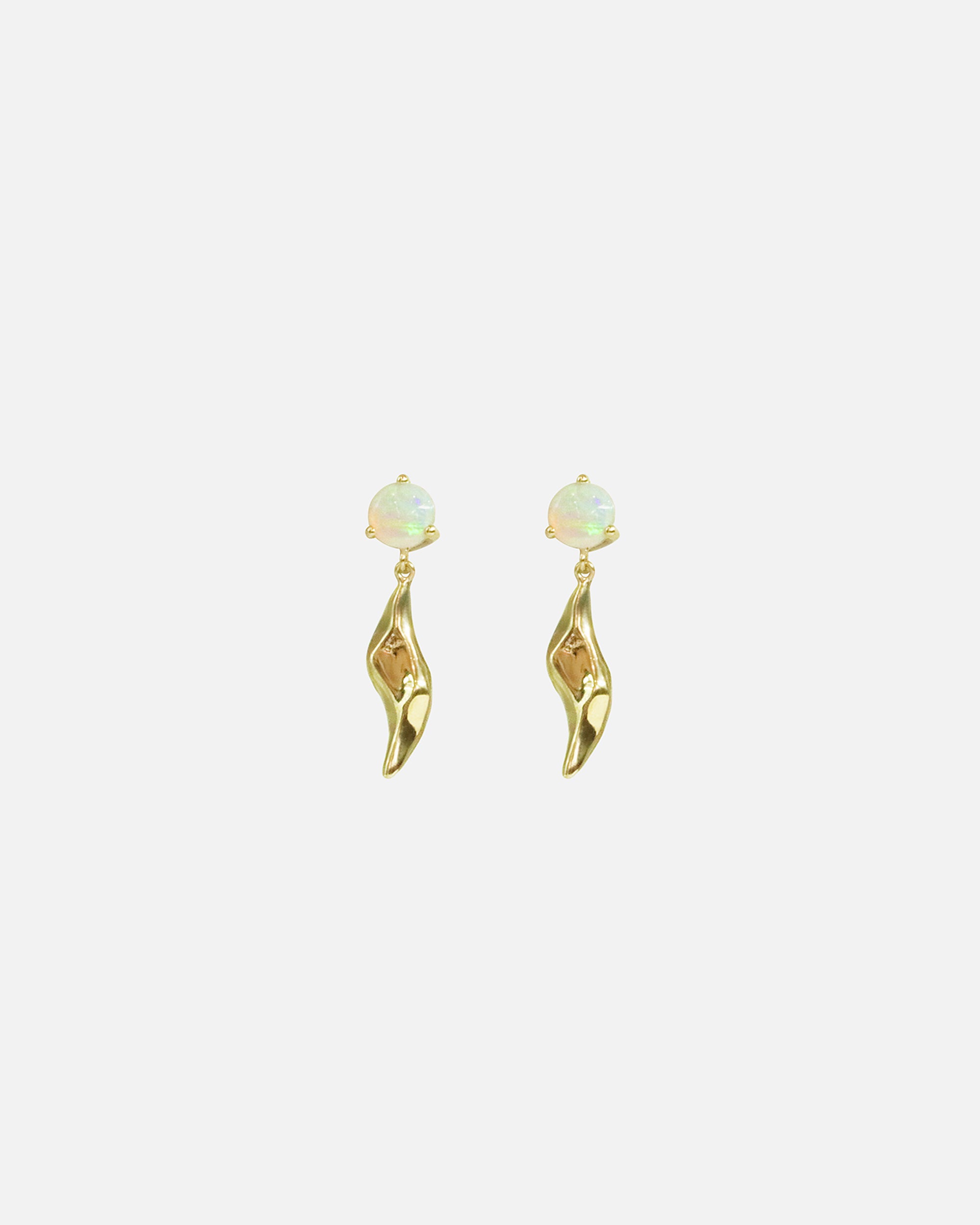 Front view of Wren Opal Earrings by Kestrel Dillon