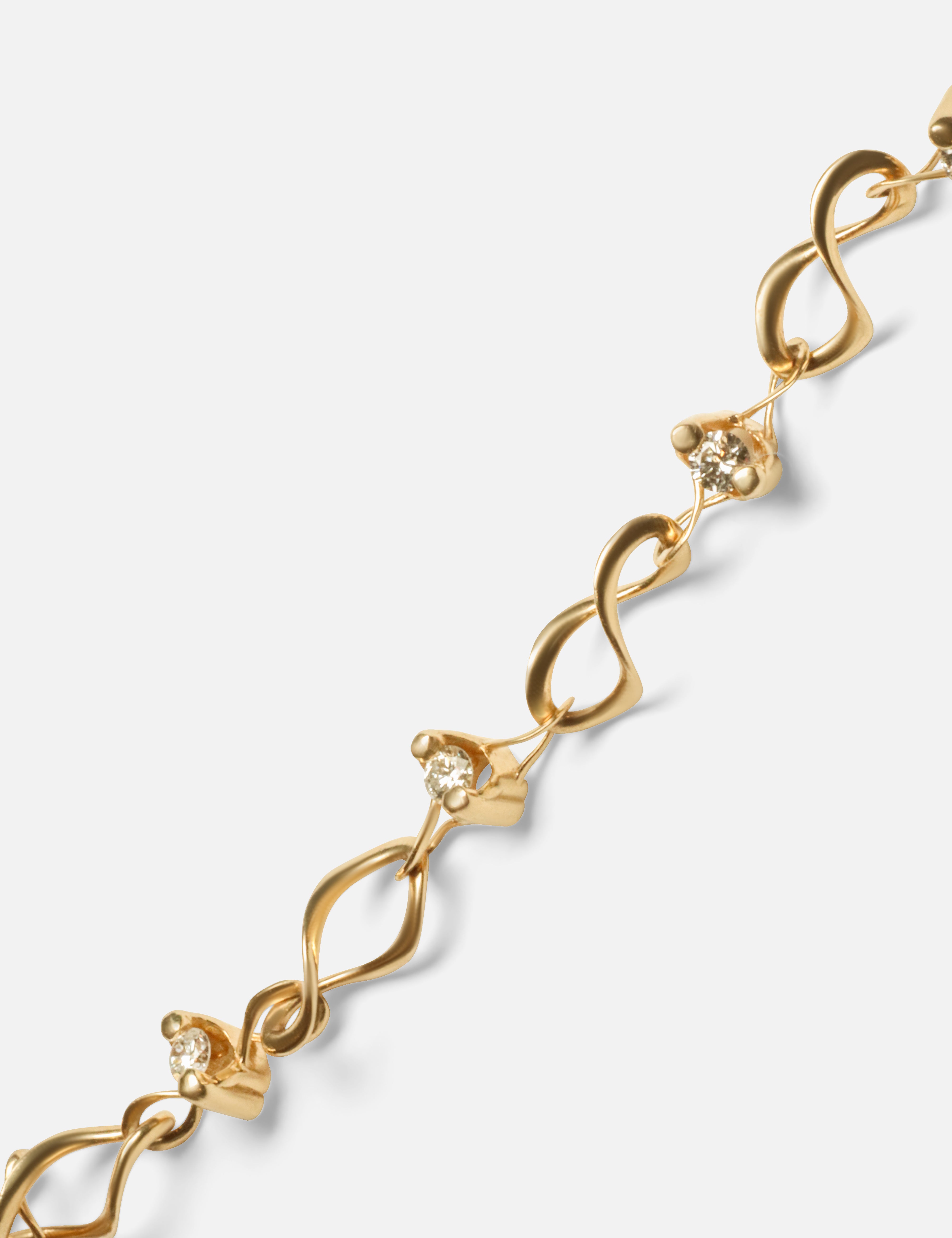 Close detail view of Locus Intermittendi Bracelet in 14k yellow gold By Lucia B Marti