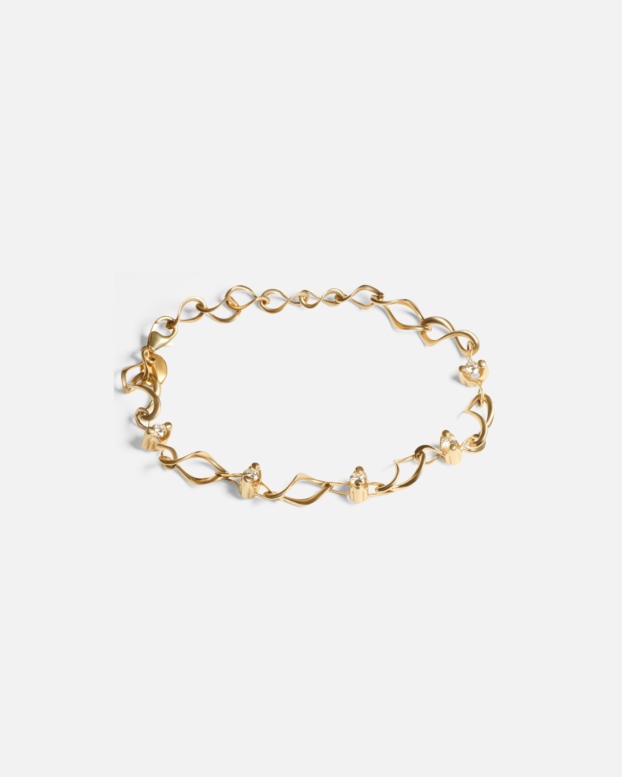 Side view of Locus Intermittendi Bracelet in 14k yellow gold By Lucia B Marti