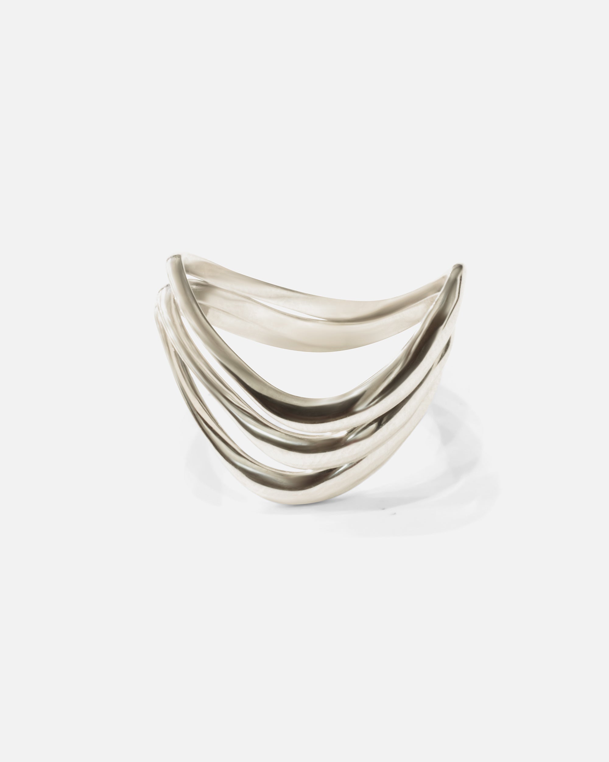 Front view of Twist Stack Rings in 14k white gold by Lucia B Marti