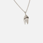 Side view of Y Oval Pendant in 14k white gold by Lucia B Marti