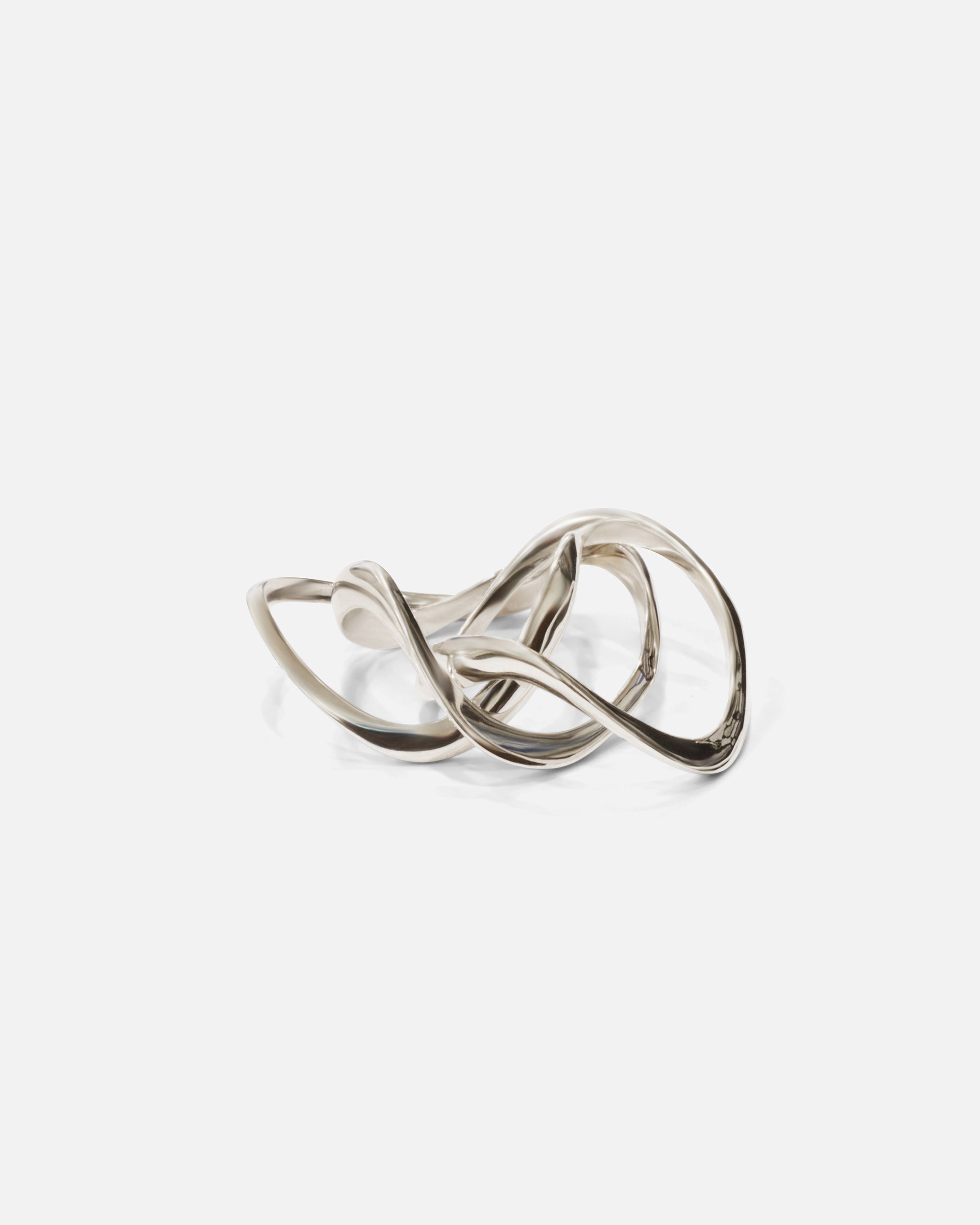 Stacked view of Twist Stack Rings in 14k white gold by Lucia B Marti