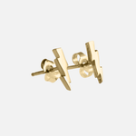 Side view of Sky / Bolt Studs in 14k Yellow Gold by Fitzgerald Jewelry