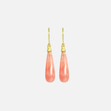 Front view of Little Mirror Bead Drops / Pink Rhodochrosite by O Channell Designs