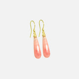 Side view of Little Mirror Bead Drops / Pink Rhodochrosite by O Channell Designs