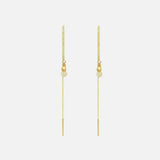 Front view of Little Mirror Bead Threader Earrings / Rose Quartz by O Channell Designs