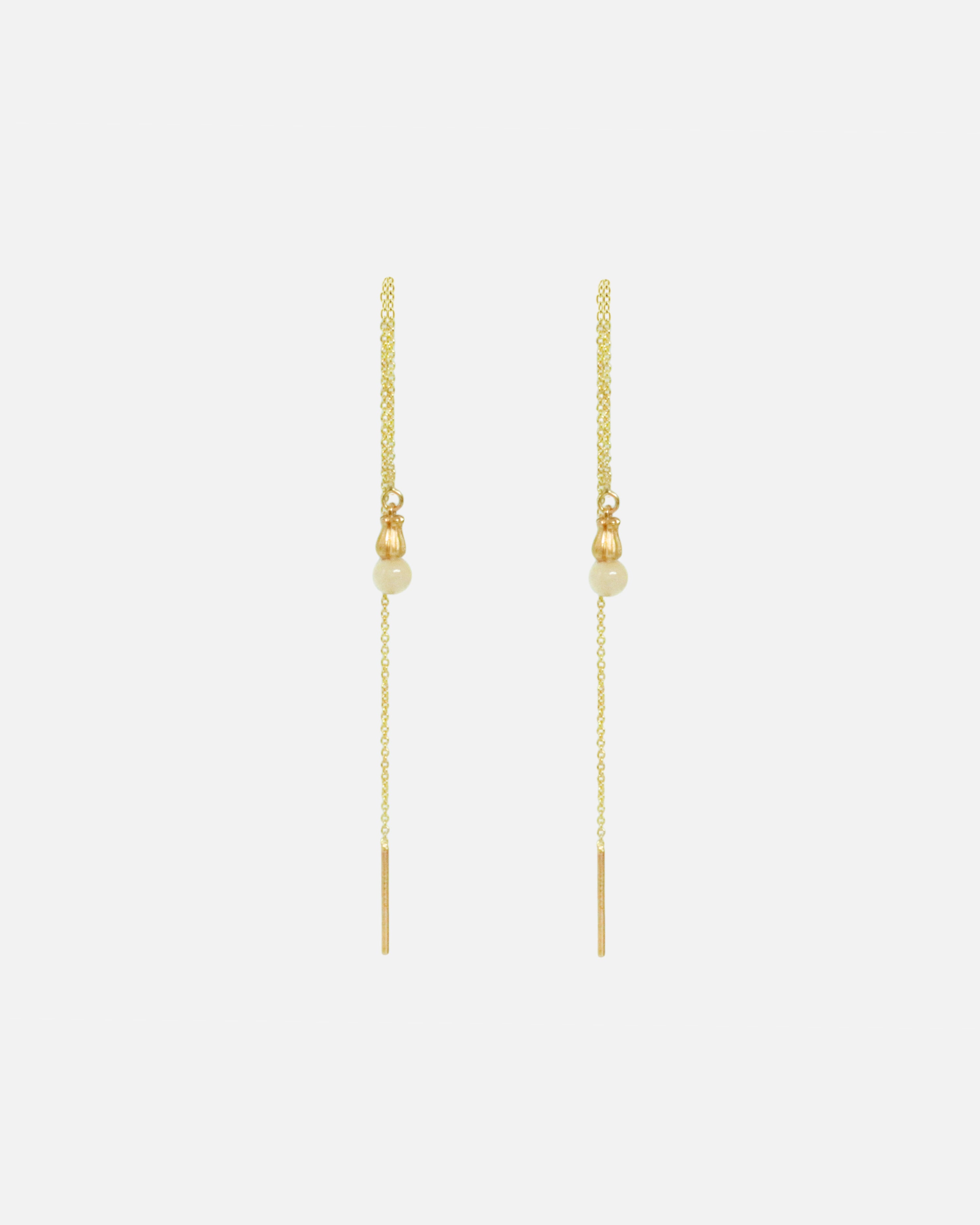 Front view of Little Mirror Bead Threader Earrings / Rose Quartz by O Channell Designs