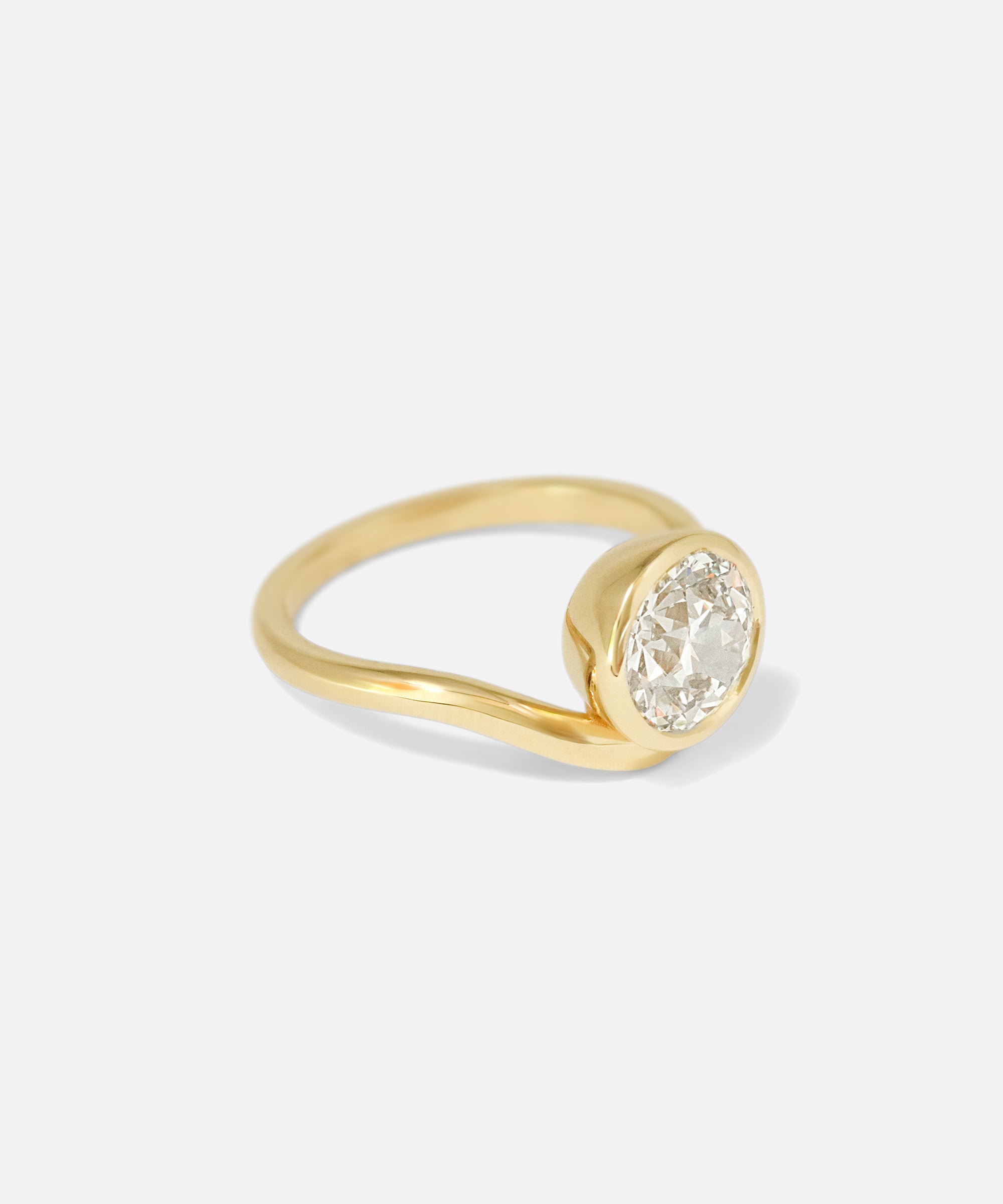 Angled side view of Mena Ring / Round Diamond by Ciara Alice