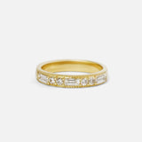 Front view of Milgrain Diamond & Baguette Band by tmrw days