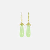 Front view of Little Mirror Bead Drops / Green Prehnite by O Channell Designs