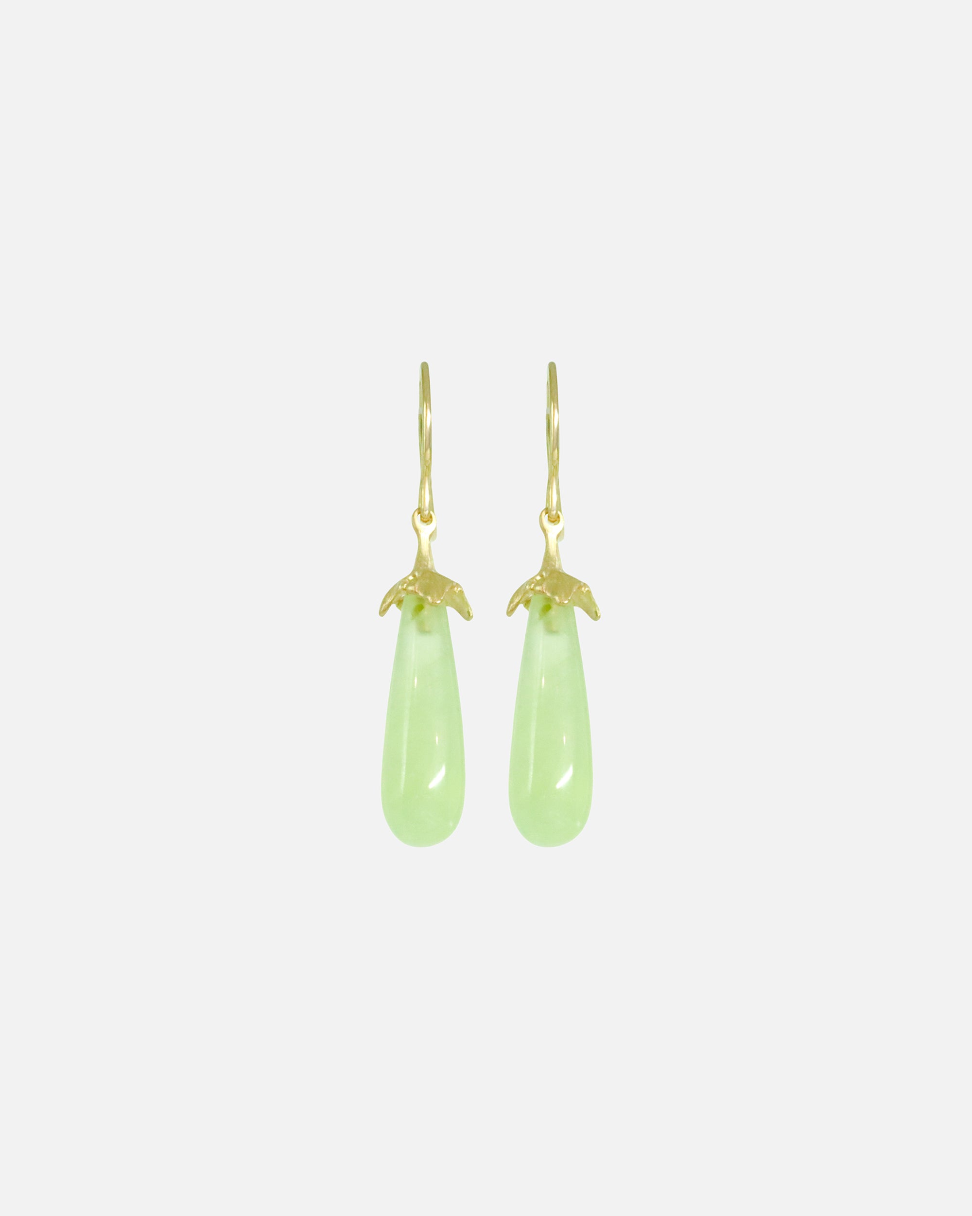 Front view of Little Mirror Bead Drops / Green Prehnite by O Channell Designs