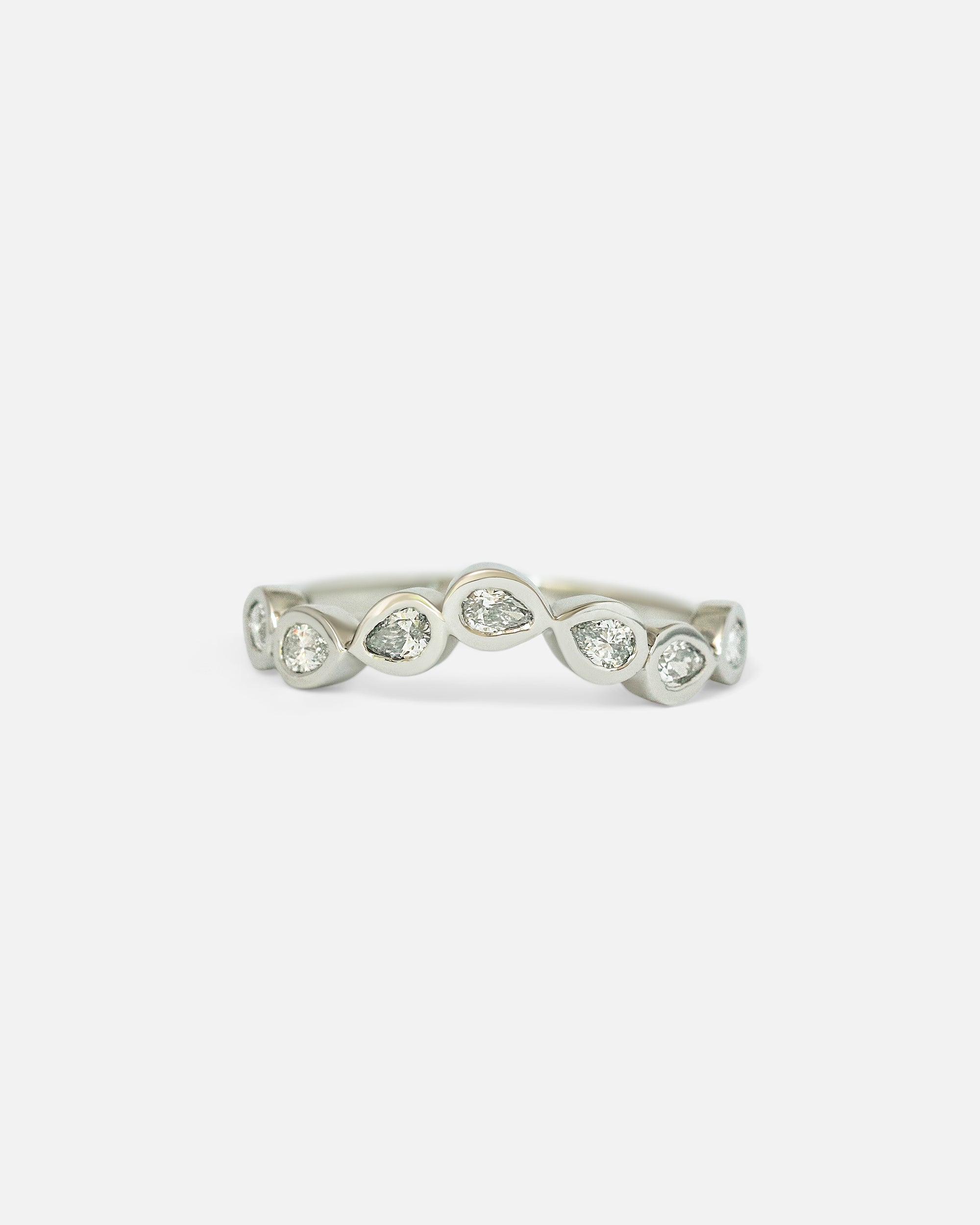 Front view of Aqua / Nesting Pear Diamond Band by Ruoria