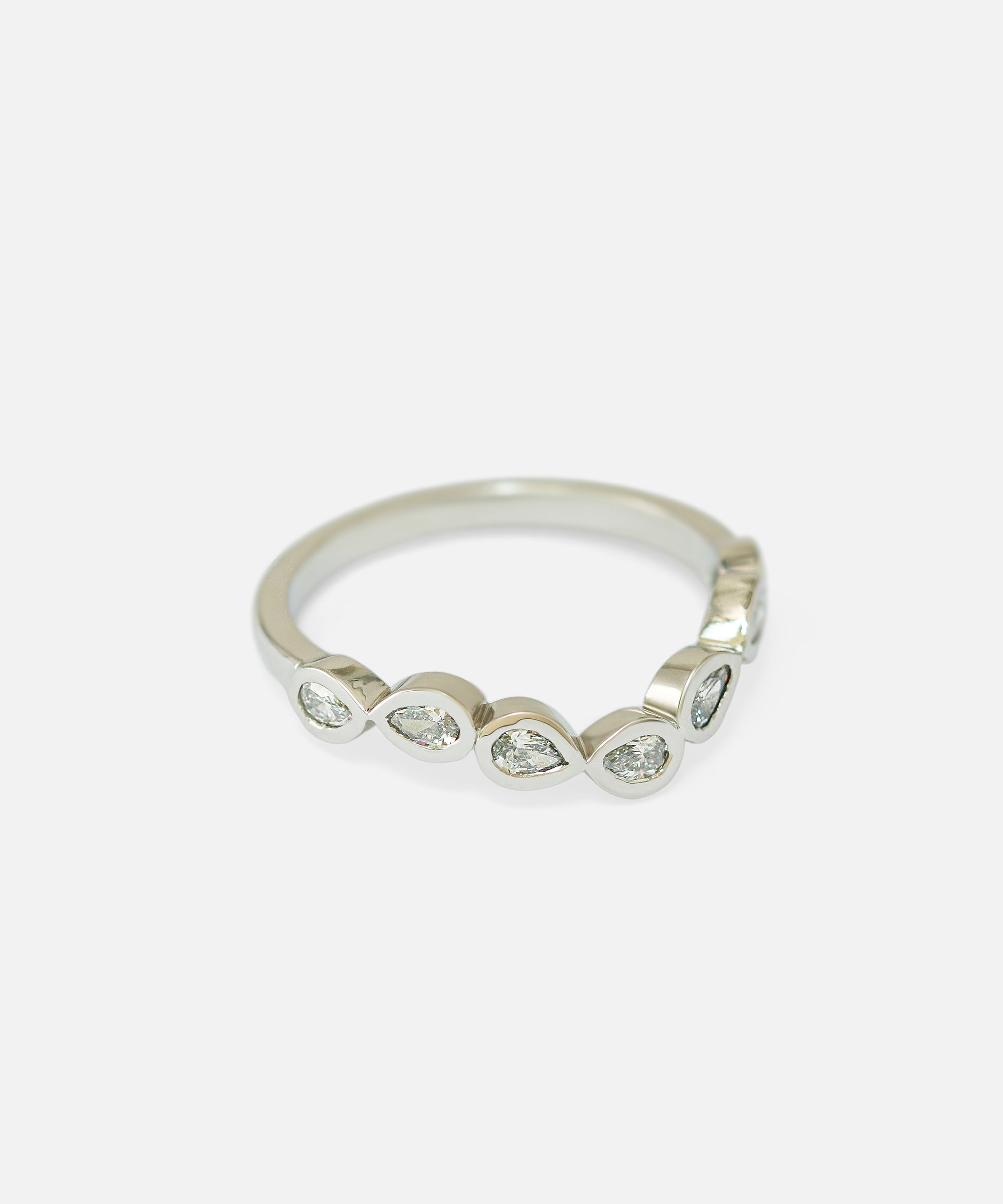 Angled side view of Aqua / Nesting Pear Diamond Band by Ruoria