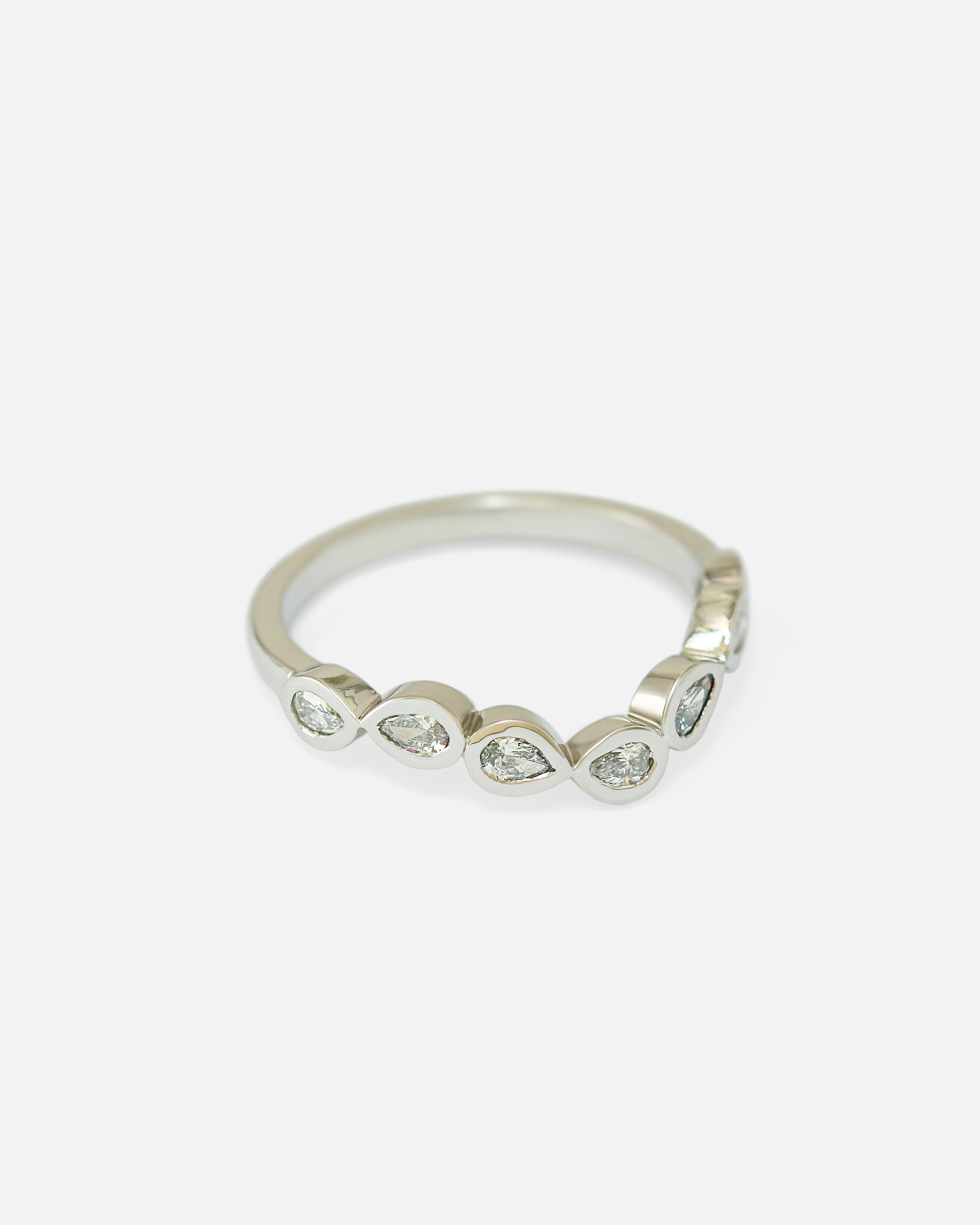 Angled side view of Aqua / Nesting Pear Diamond Band by Ruoria