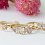 Diamond and Rose Cut Sapphire / 3 Stone Ring By Nishi